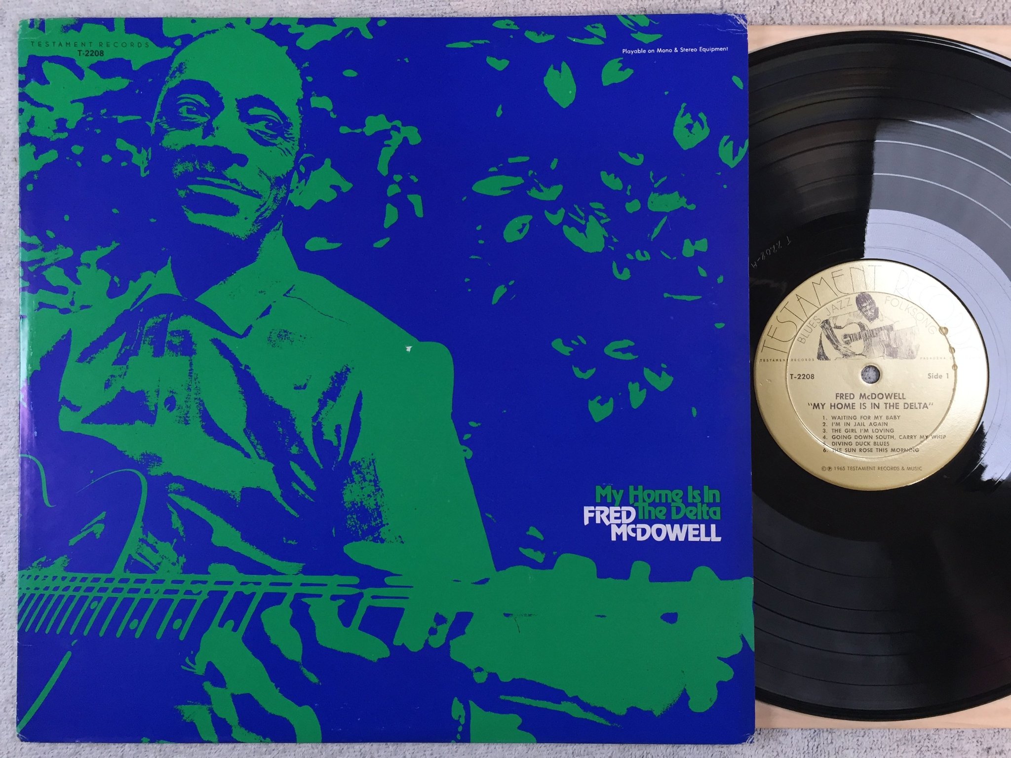Omslagsbild för skivan FRED McDOWELL My Home Is In The Delta LP re US TESTAMENT T-2208