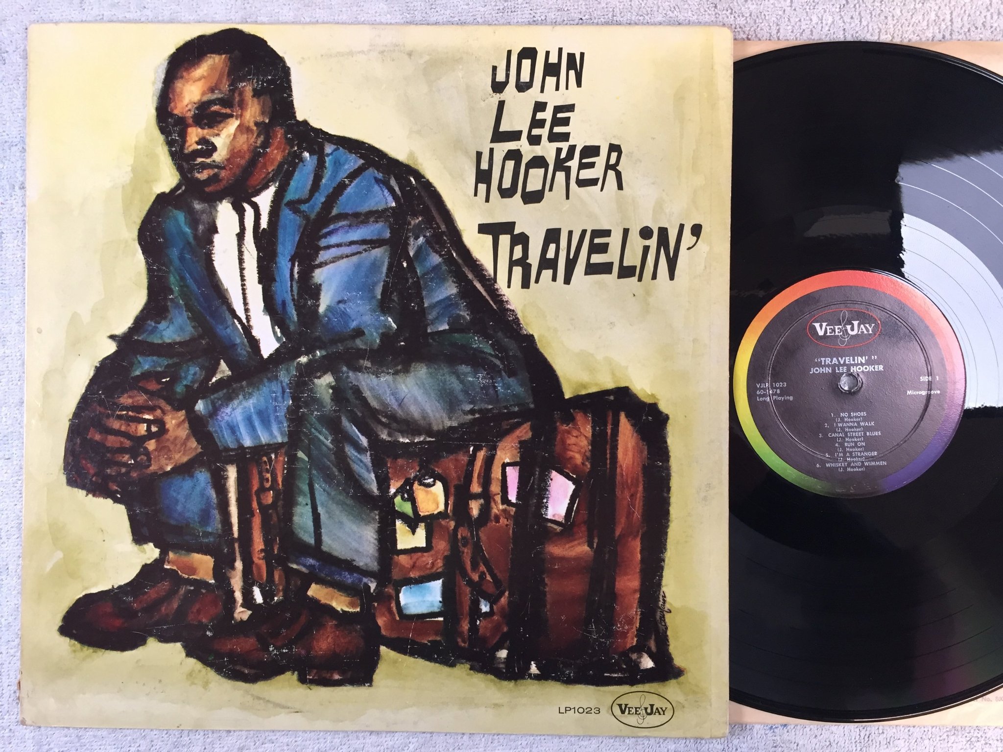 Omslagsbild för skivan JOHN LEE HOOKER travelin LP US VEE JAY VJLP 1023 
