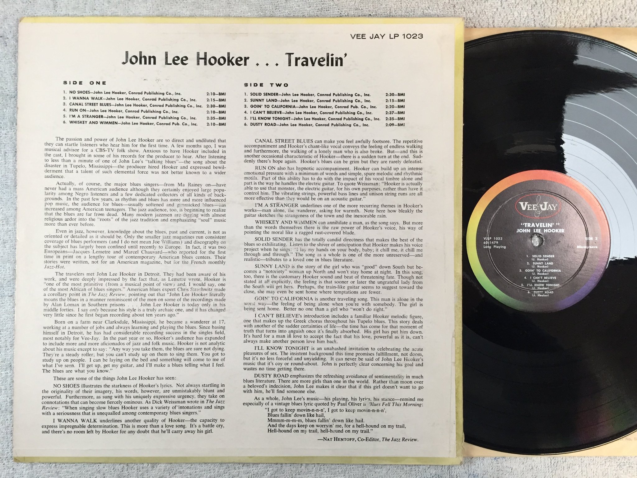 Omslagsbild för skivan JOHN LEE HOOKER travelin LP US VEE JAY VJLP 1023 