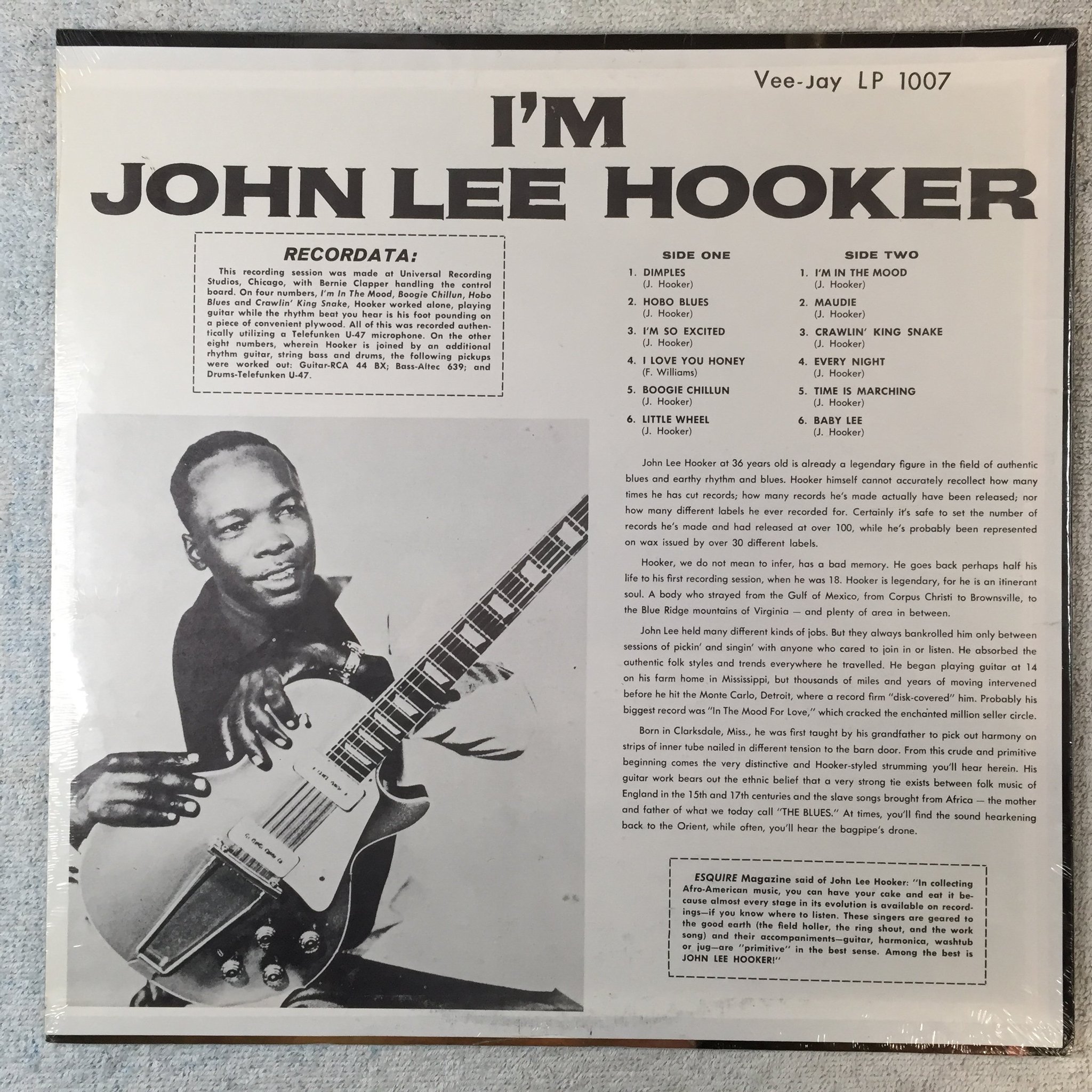 Omslagsbild för skivan JOHN LEE HOOKER I'm John ... LP US VEE JAY LP 1007 Still sealed