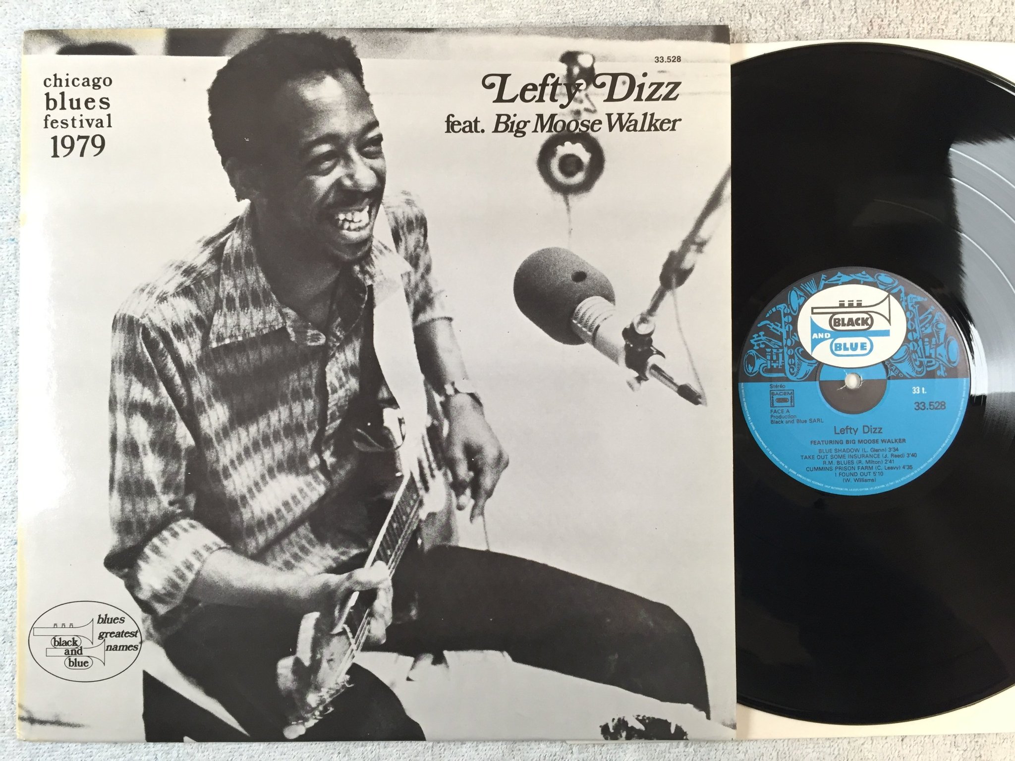 Omslagsbild för skivan LEFTY DIZZ feat BIG MOOSE WALKER LP -79 Fra BLACK & BLUE 33.528