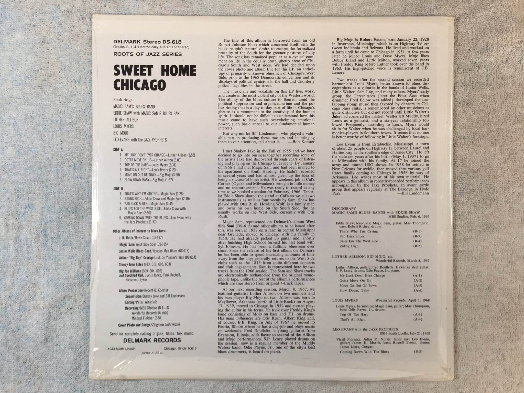 Omslagsbild för skivan V/A sweet home Chicago LP US DELMARK DS-618 Still sealed
