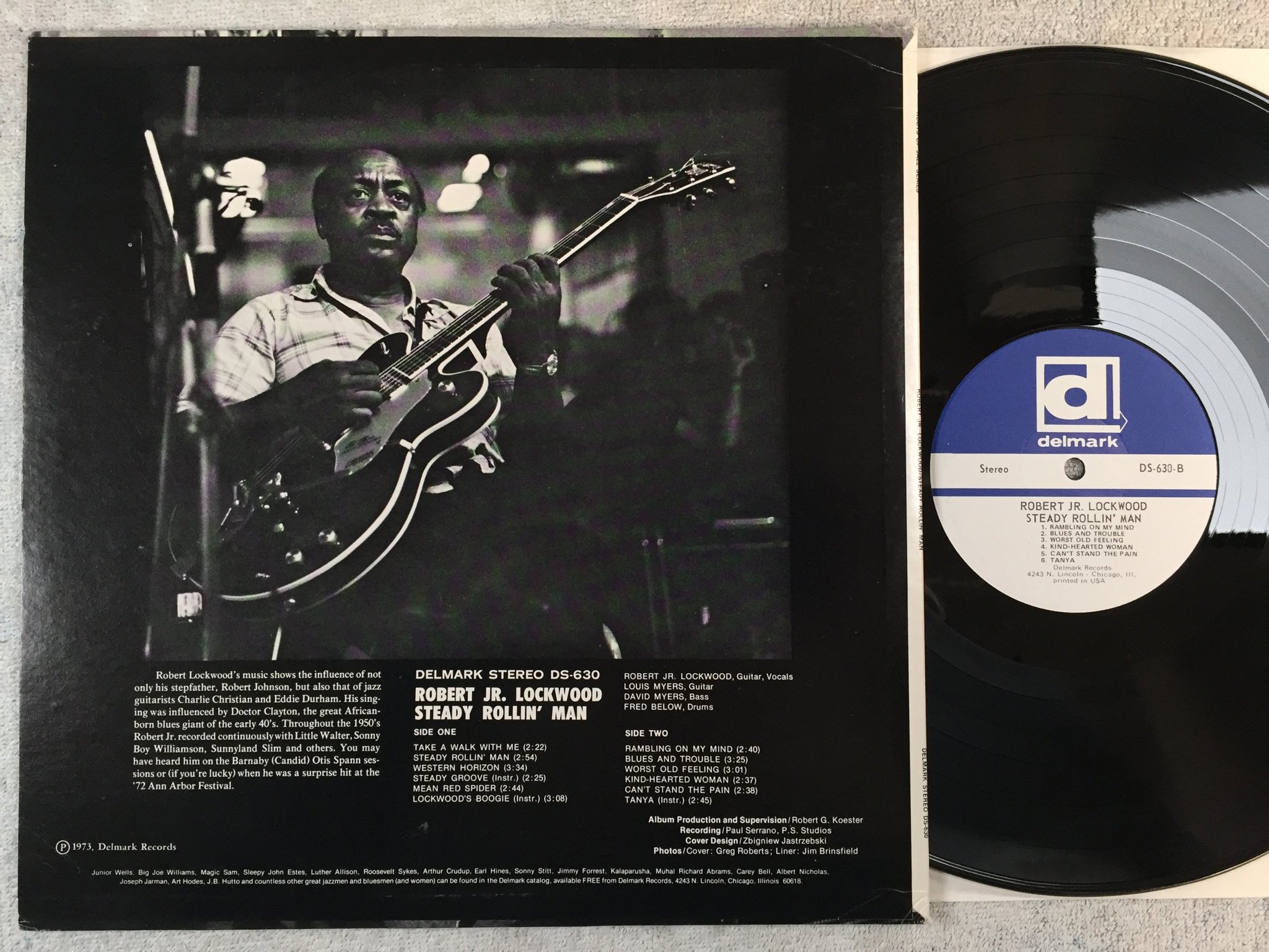 Omslagsbild för skivan ROBERT JR LOCKWOOD steady rollin man LP US DELMARK DS-630