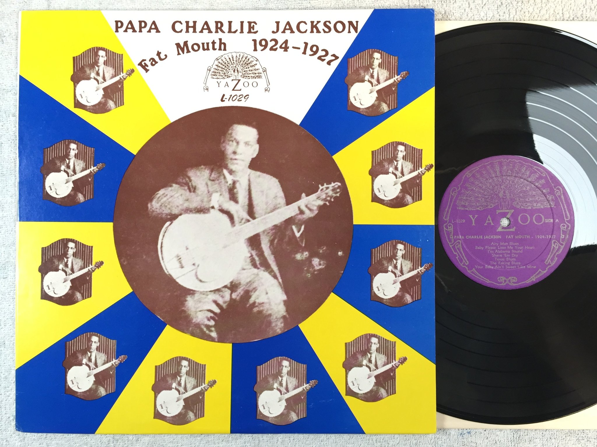 Omslagsbild för skivan PAPA CHARLIE JACKSON Fat Mouth 1924-1929 LP -72 US Yazoo L-1029