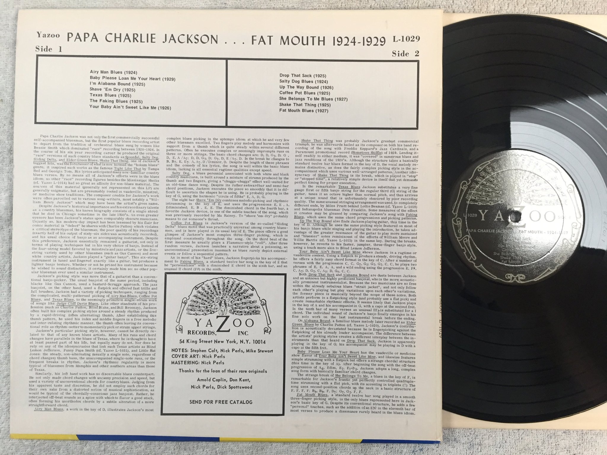 Omslagsbild för skivan PAPA CHARLIE JACKSON Fat Mouth 1924-1929 LP -72 US Yazoo L-1029