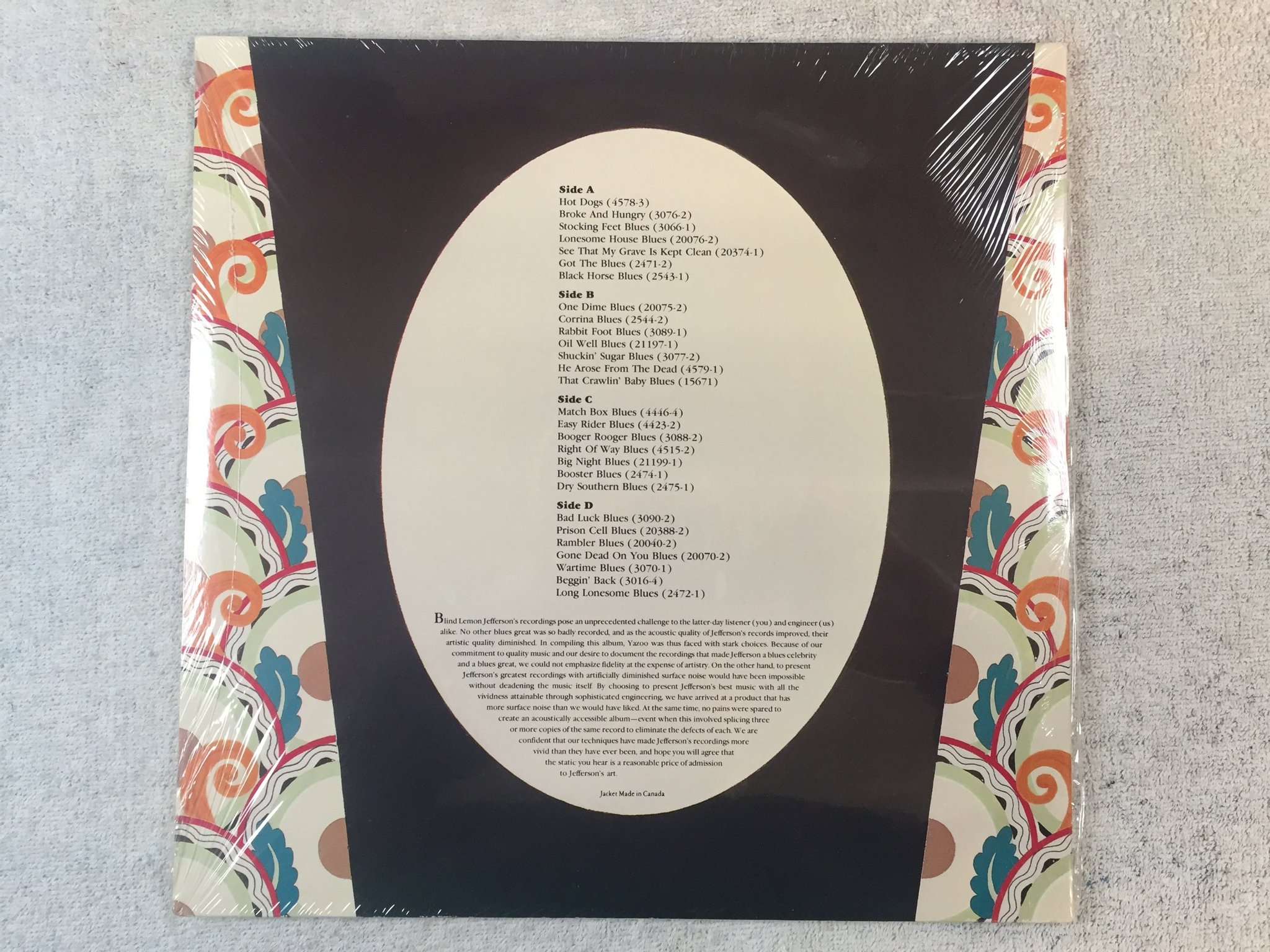 Omslagsbild för skivan BLIND LEMON JEFFERSON King Of The Country Blues 2xLP -84 YAZOO 1069 S/S