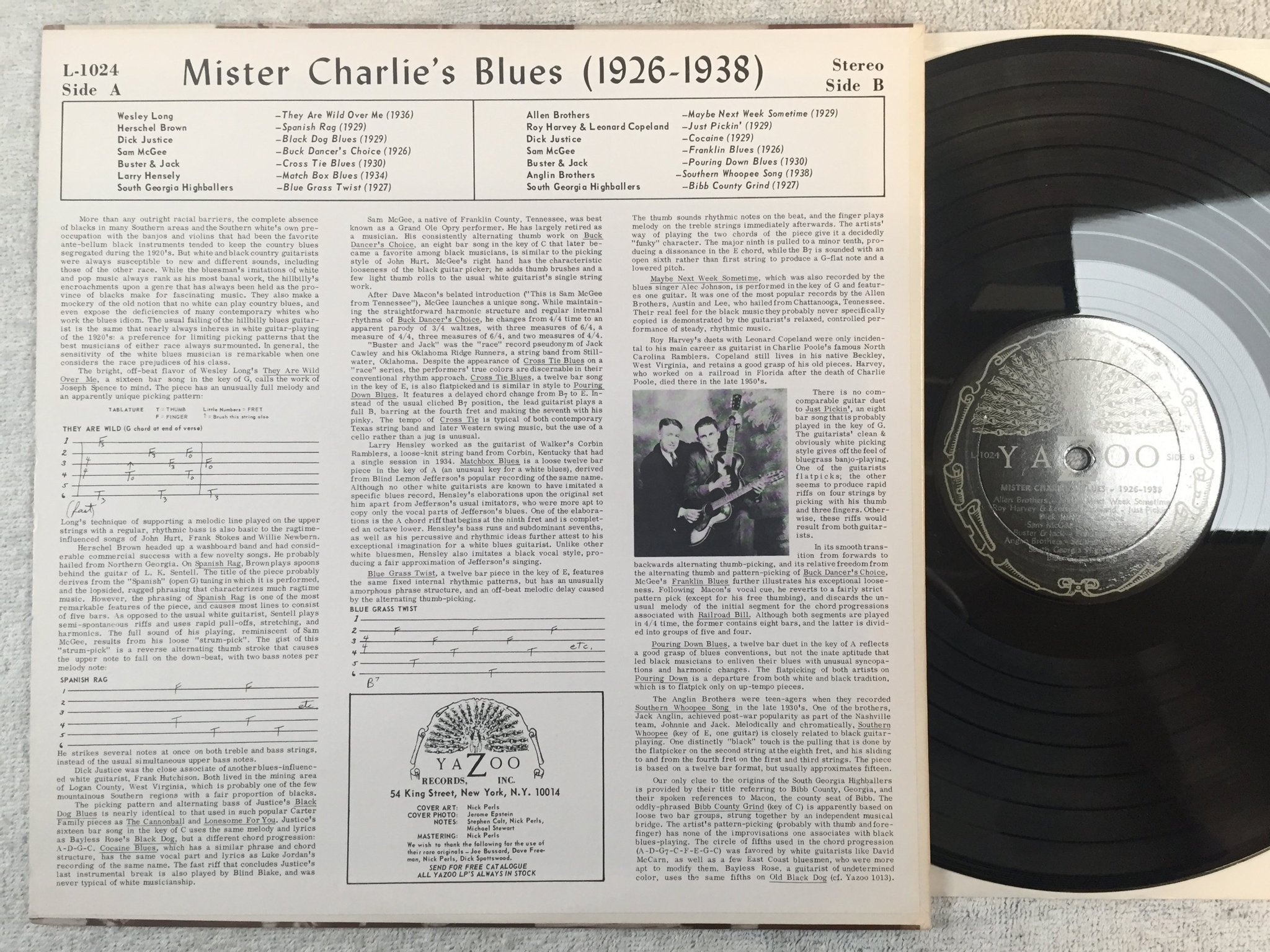 Omslagsbild för skivan V/A mister Charlie's blues 1926-1938 LP US YAZOO L-1024