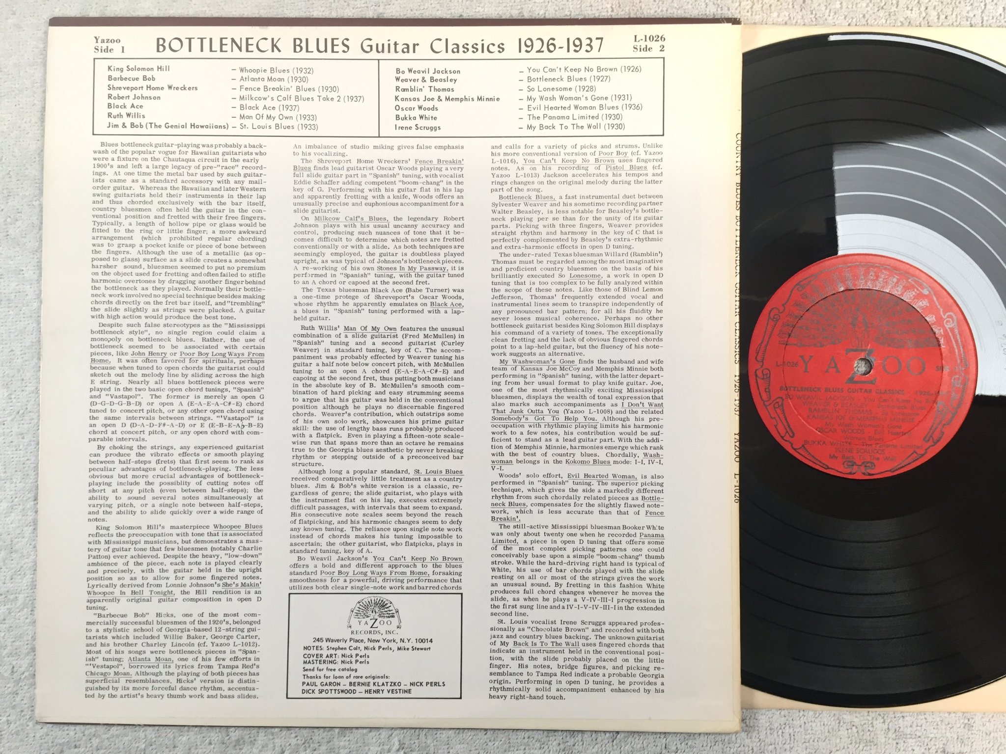 Omslagsbild för skivan V/A bottleneck blues guitar classics 1926-1937 LP US YAZOO L-1026