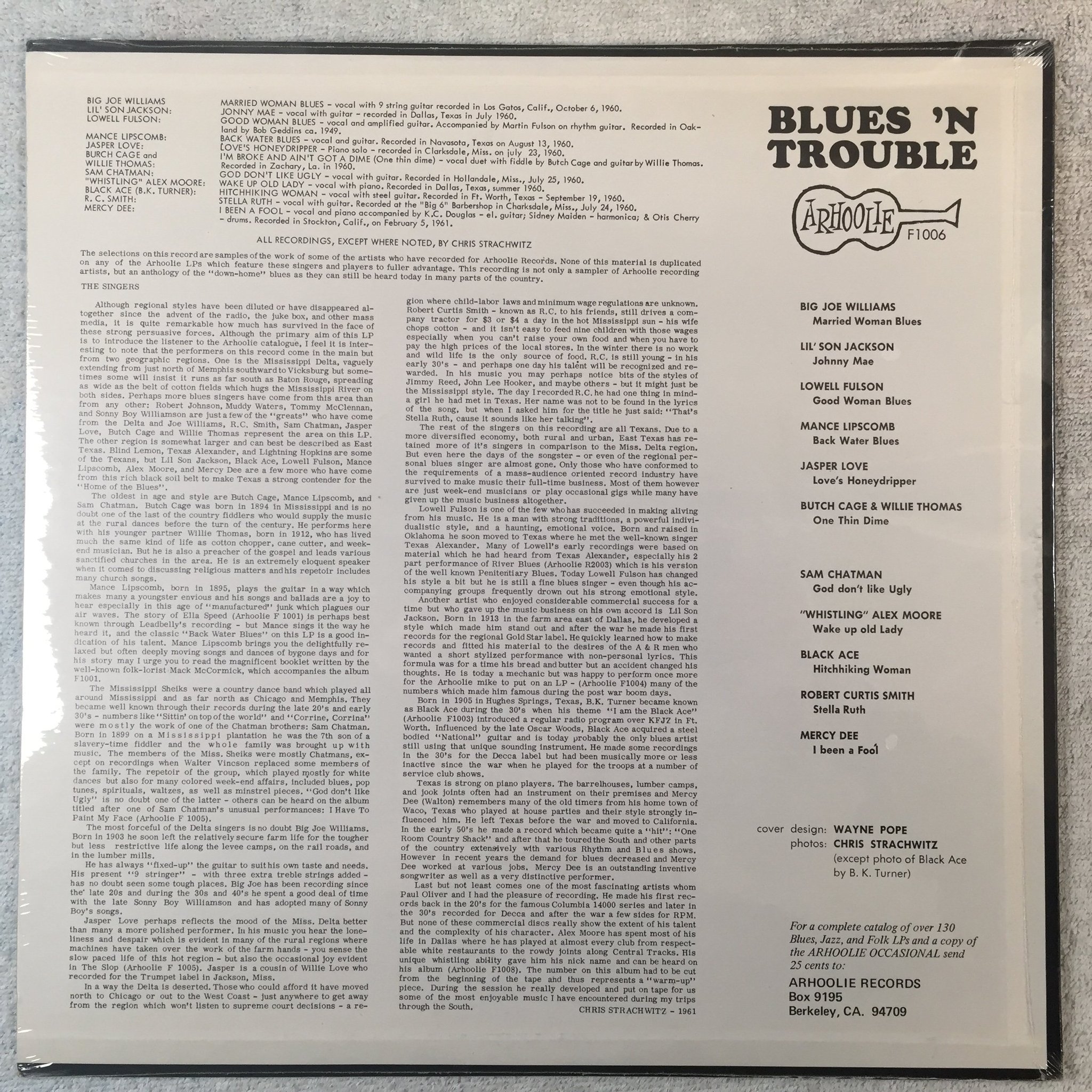 Omslagsbild för skivan V/A blues 'n trouble LP -61 US ARHOOLIE F1006 Still sealed