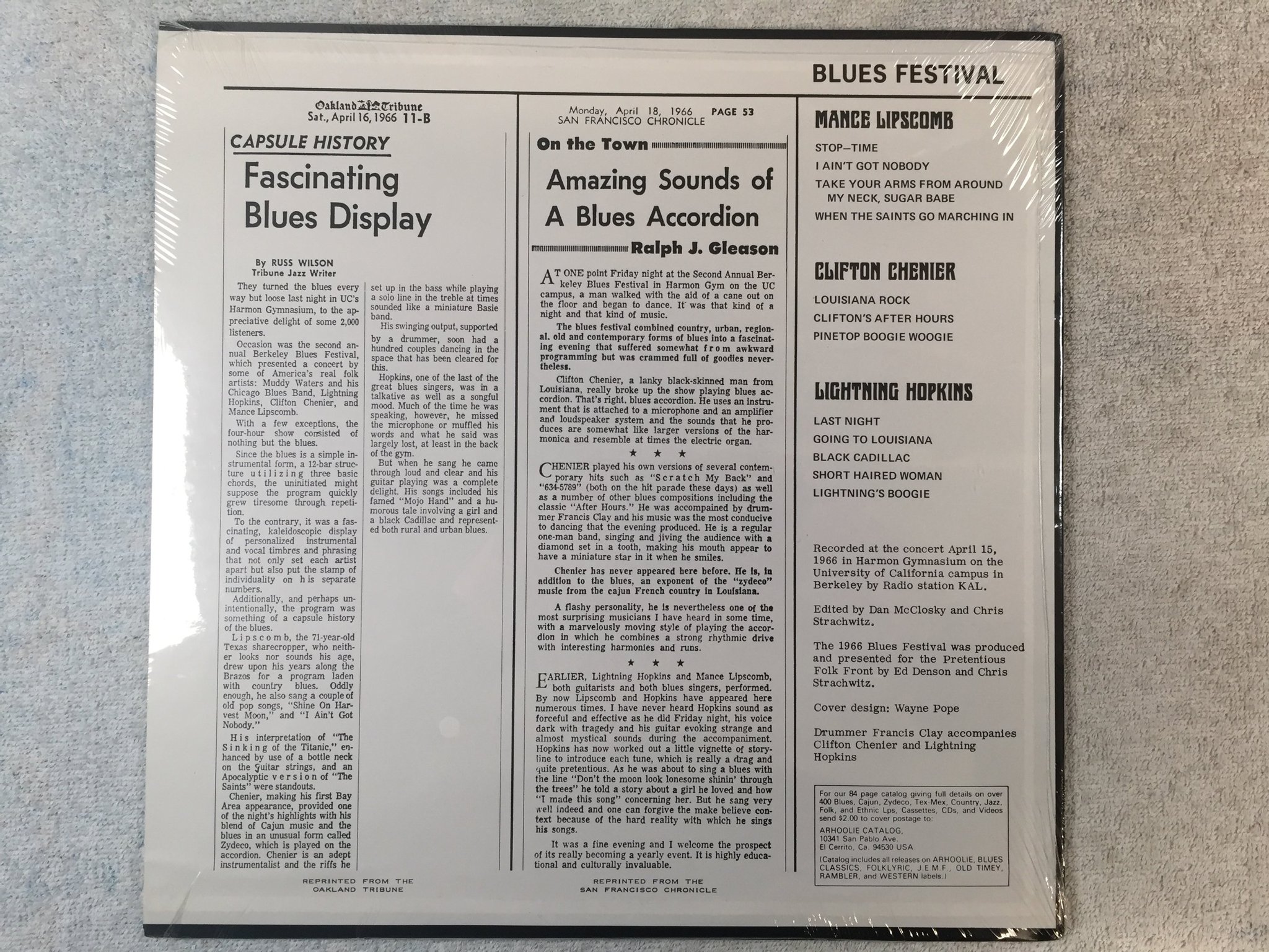 Omslagsbild för skivan V/A the 2nd annual Berkeley Festival Concert & Dance LP US ARHOOLIE F 1030 S/S