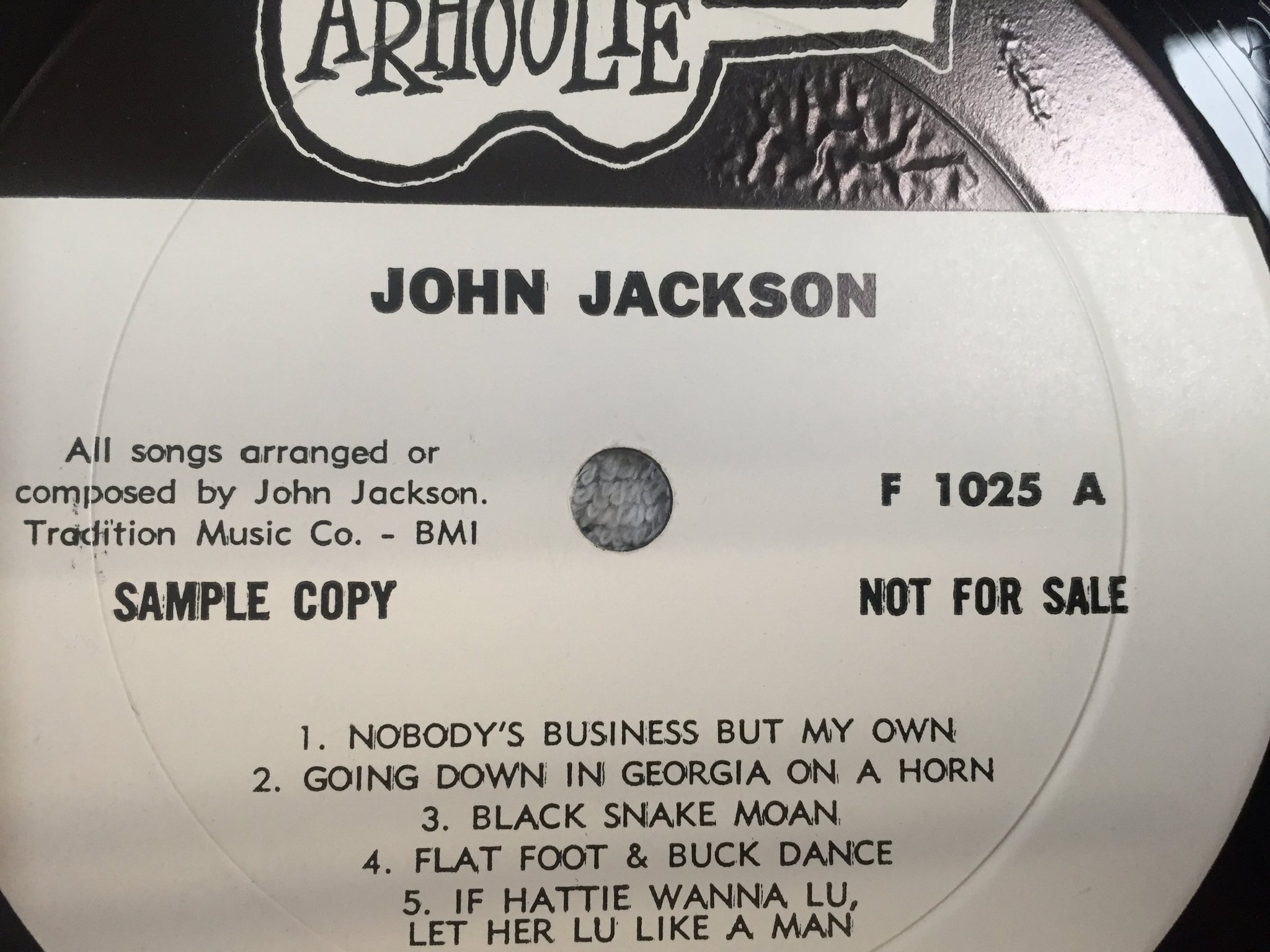 Omslagsbild för skivan JOHN JACKSON s/t LP -66 ARHOOLIE F1025 sample copy 