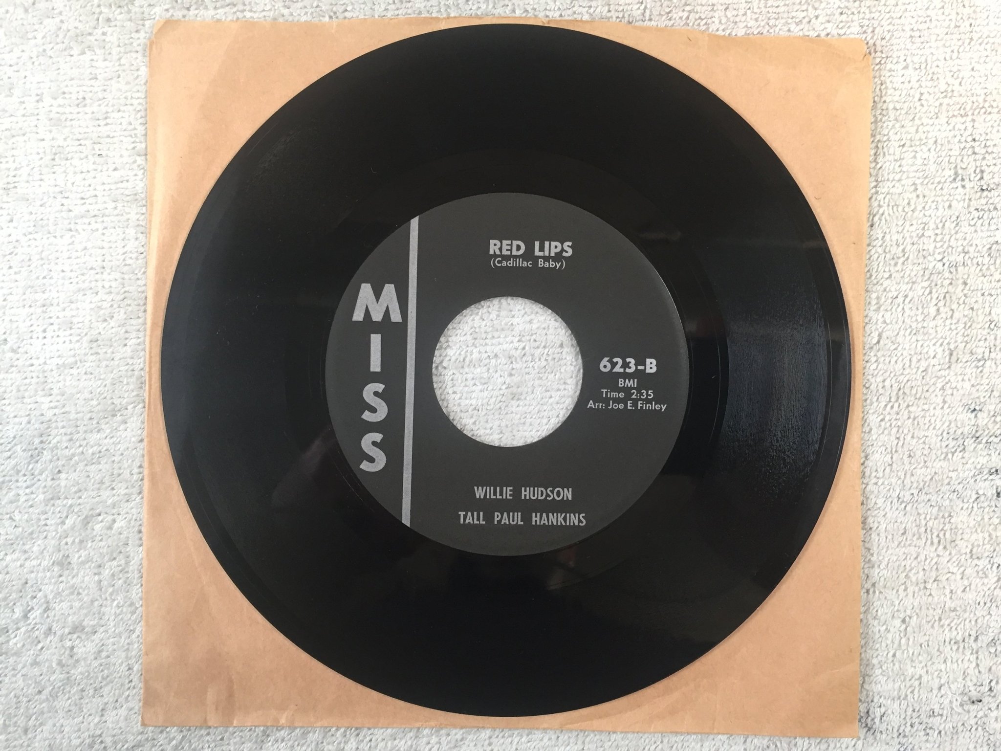 Omslagsbild för skivan  WILLIE HUDSON It's You I'm Going To Miss 7"single -64 US MISS 623 blues soul