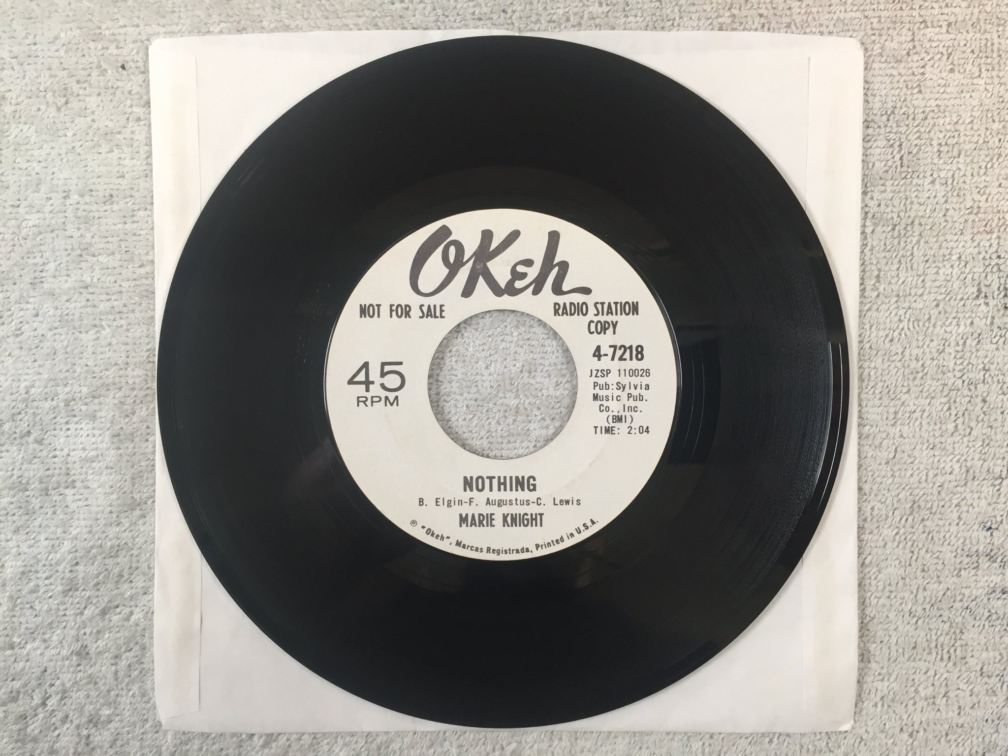 Omslagsbild för skivan MARIE KNIGHT Come Tomorrow 7"single US OKEH radio station copy 4-7218 R&B