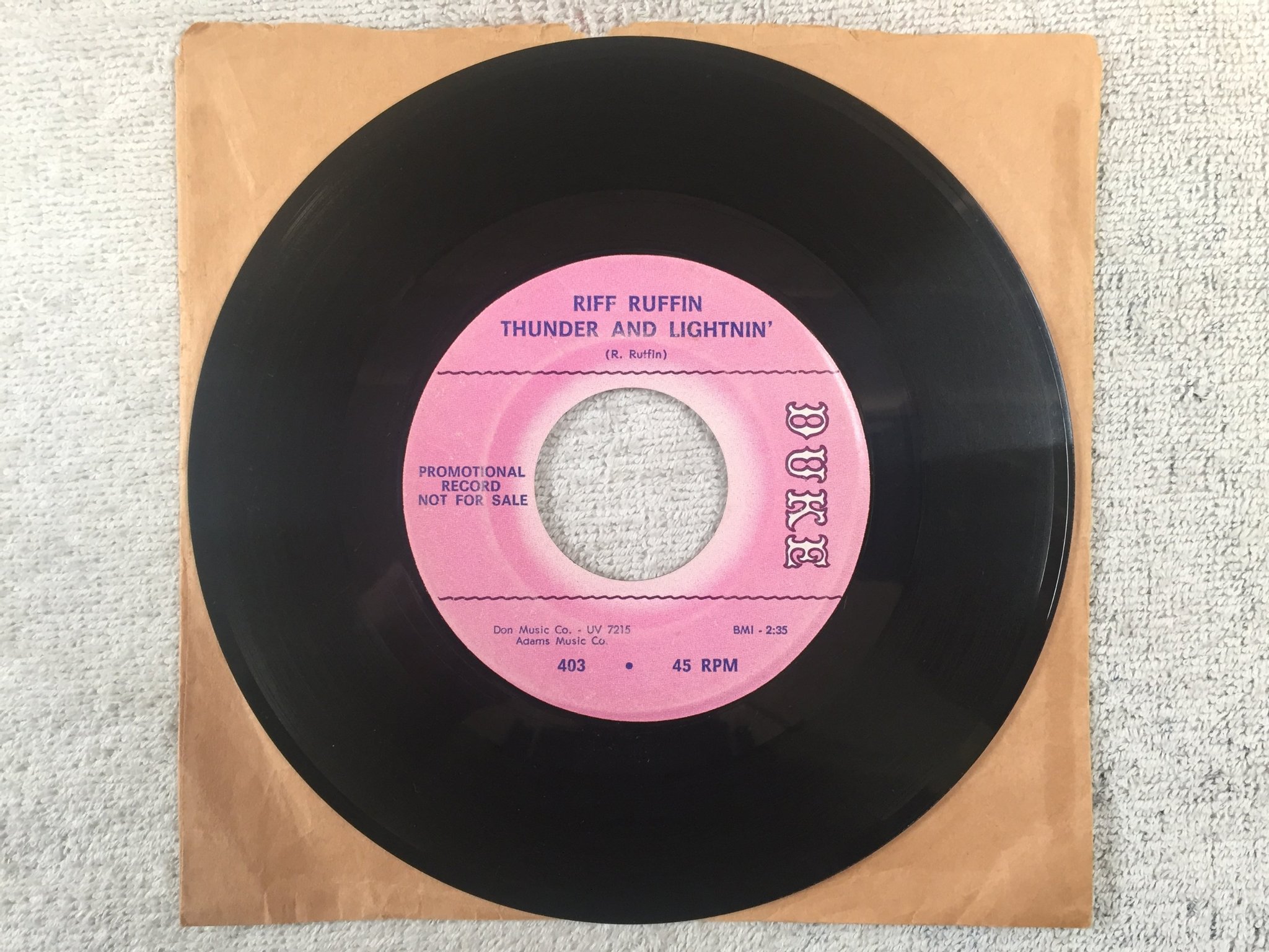 Omslagsbild för skivan RIFF RUFFIN Peepin' And Hidin 7"SINGLE -66 US DUKE 403 r&b soul 