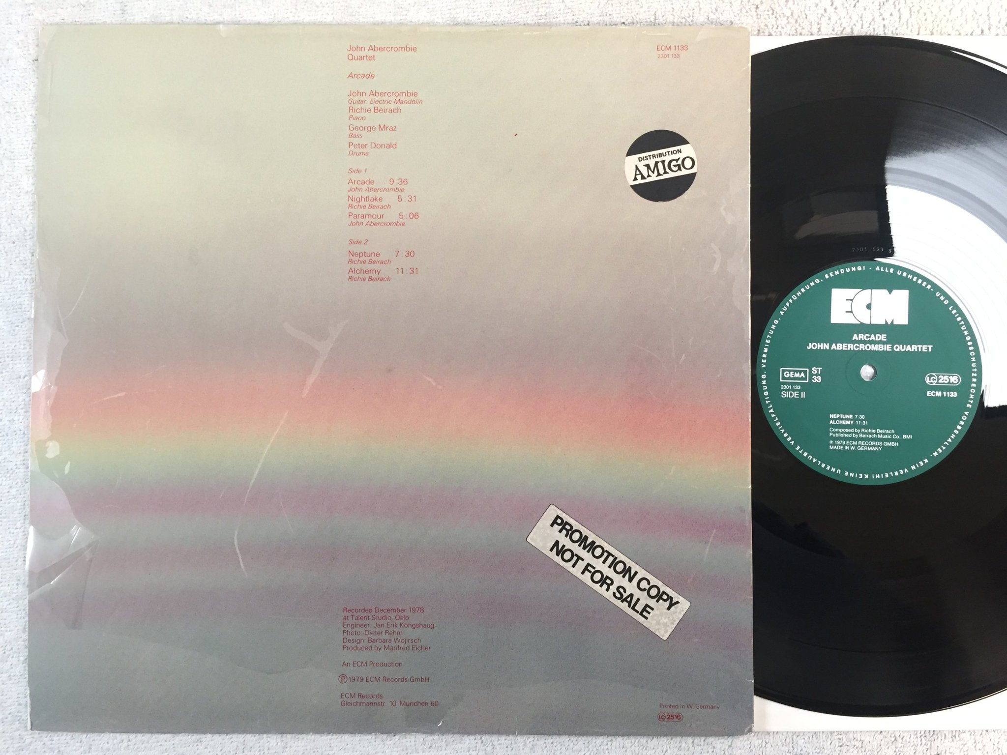 Omslagsbild för skivan JOHN ABERCROMBIE QUARTET arcade LP -79 Ger ECM 1133 ST