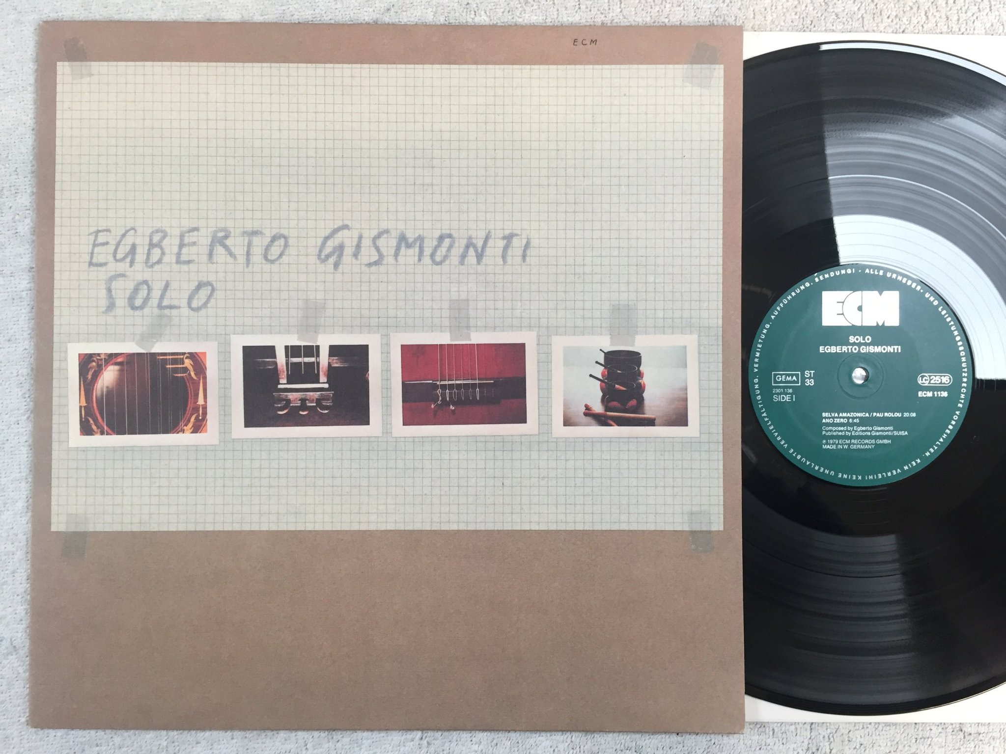 Omslagsbild för skivan EGBERTO GISMONTI solo LP -79 Ger ECM 1136