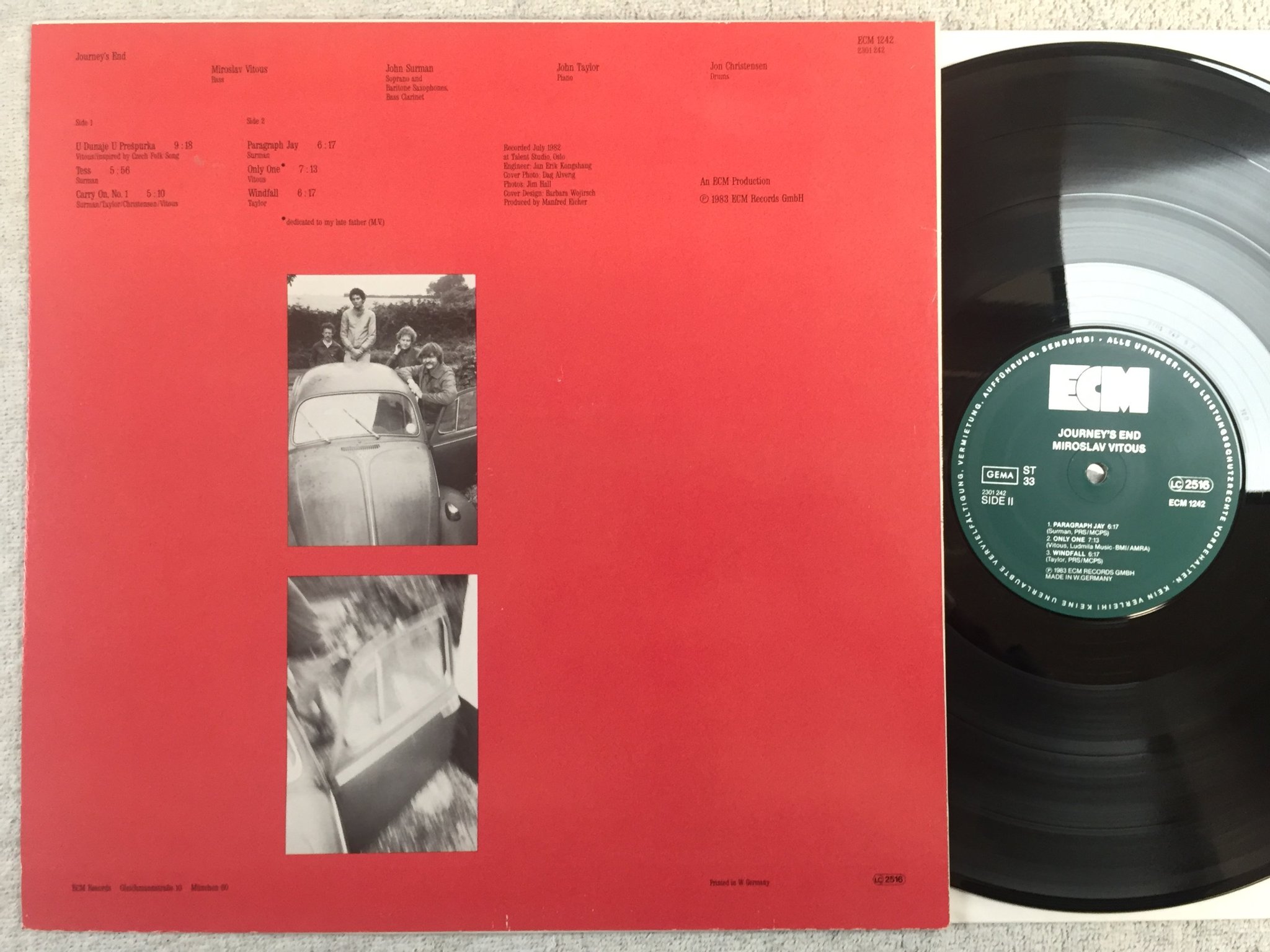 Omslagsbild för skivan MIROSLAV VITOUS  journey's end LP -83 Ger ECM 1242