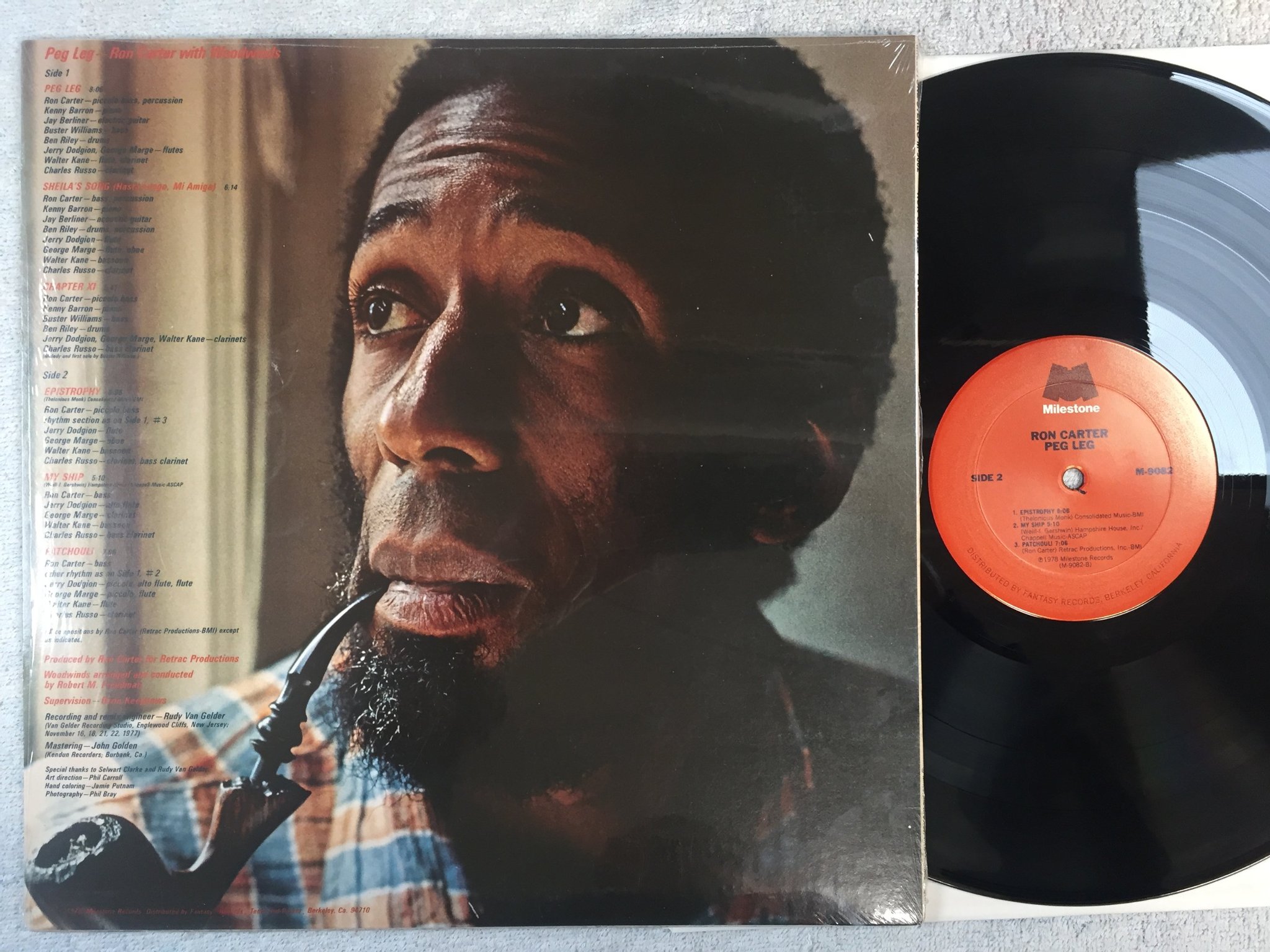 Omslagsbild för skivan RON CARTER peg leg LP -78 US MILESTONE M-9082