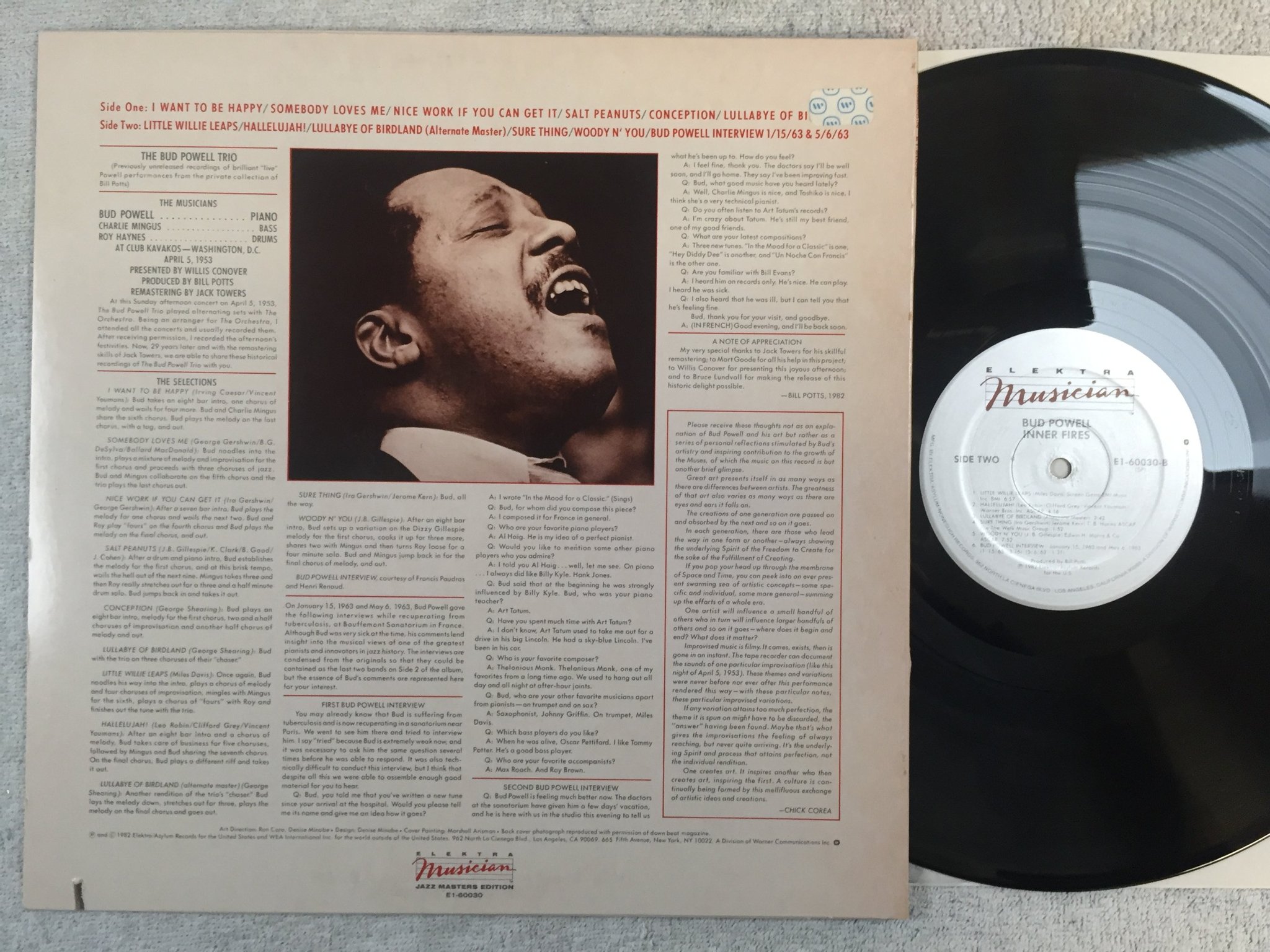 Omslagsbild för skivan BUD POWELL inner fires LP -82 US ELEKTRA E1-60030