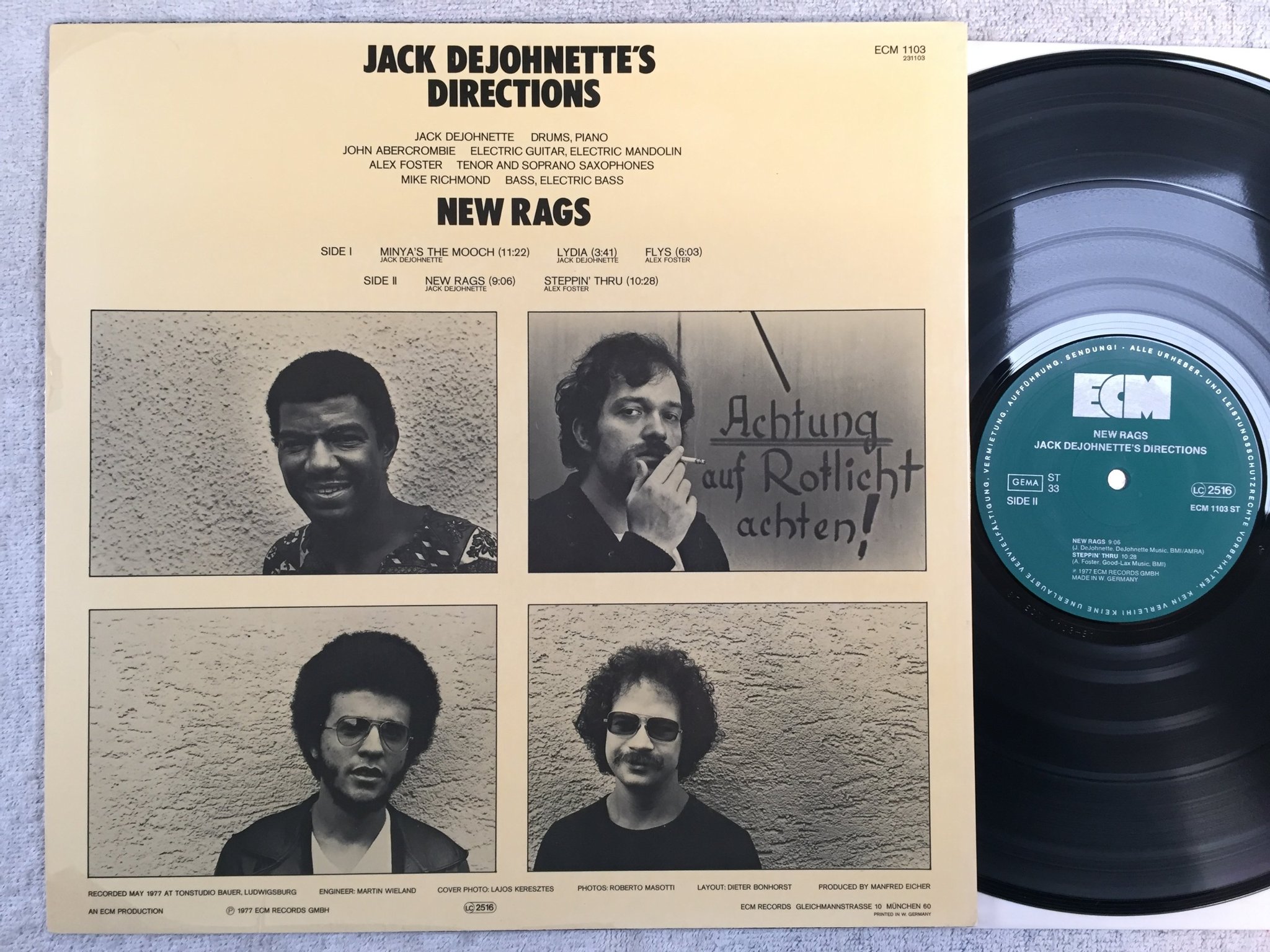 Omslagsbild för skivan JACK DeJOHNETTE DIRECTIONS new rags LP -77 Ger ECM 1103 ST