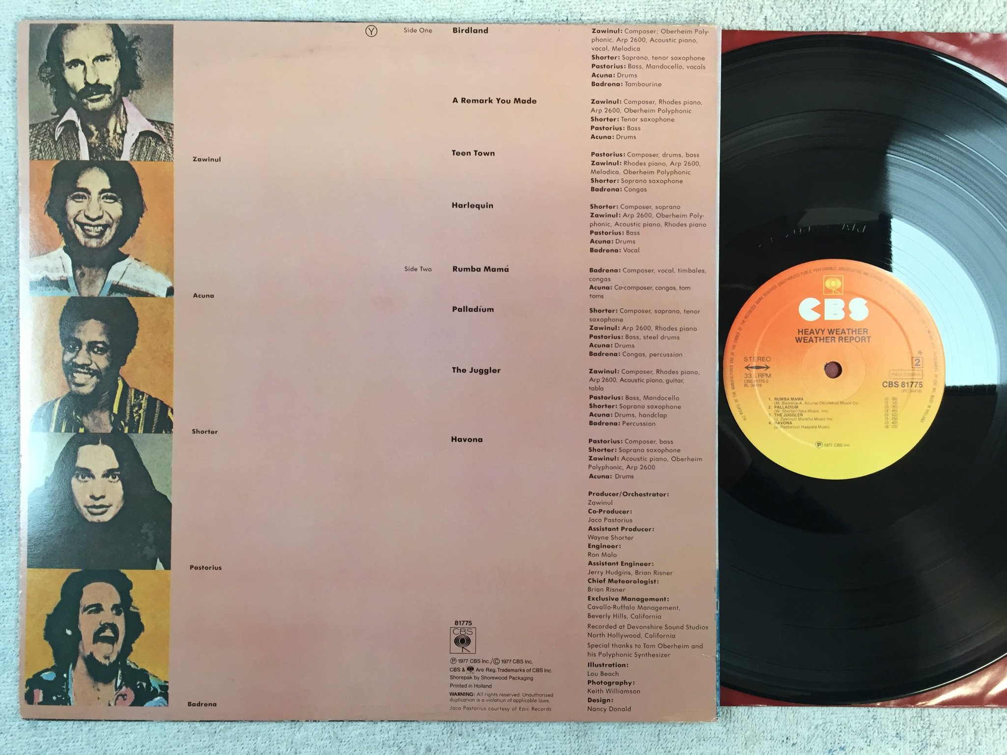 Omslagsbild för skivan WEATHER REPORT heavy weather LP -77 Hol CBS 81775