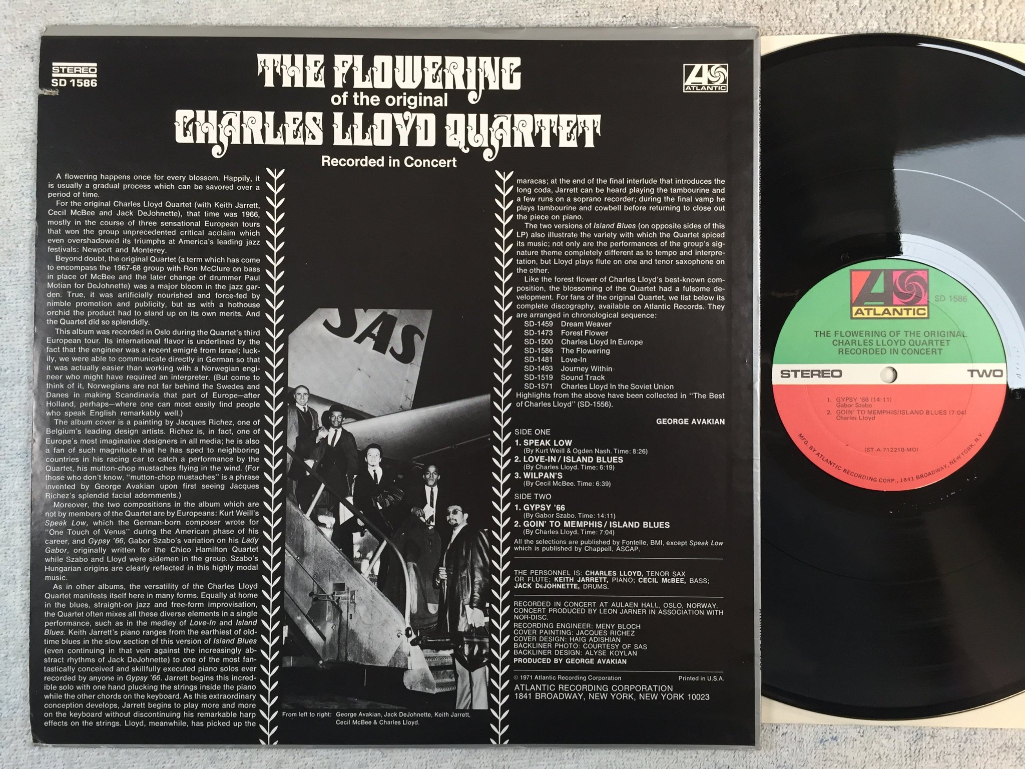 Omslagsbild för skivan CHARLES LLOYD QUARTET the flowering of the original LP -71 US ATLANTIC SD 1586