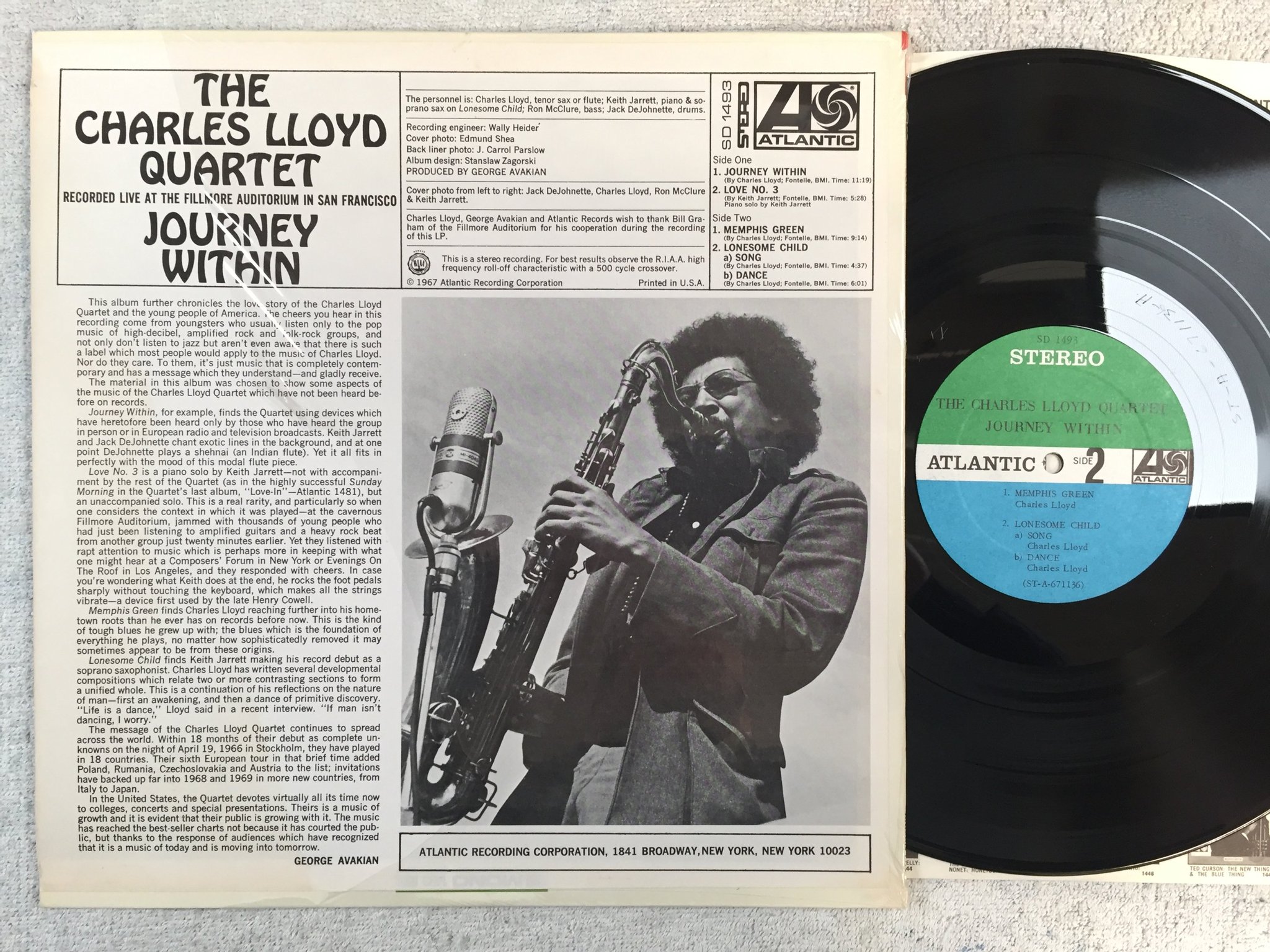 Omslagsbild för skivan CHARLES LLOYD QUARTET journey within LP -67 US ATLANTIC SD 1493