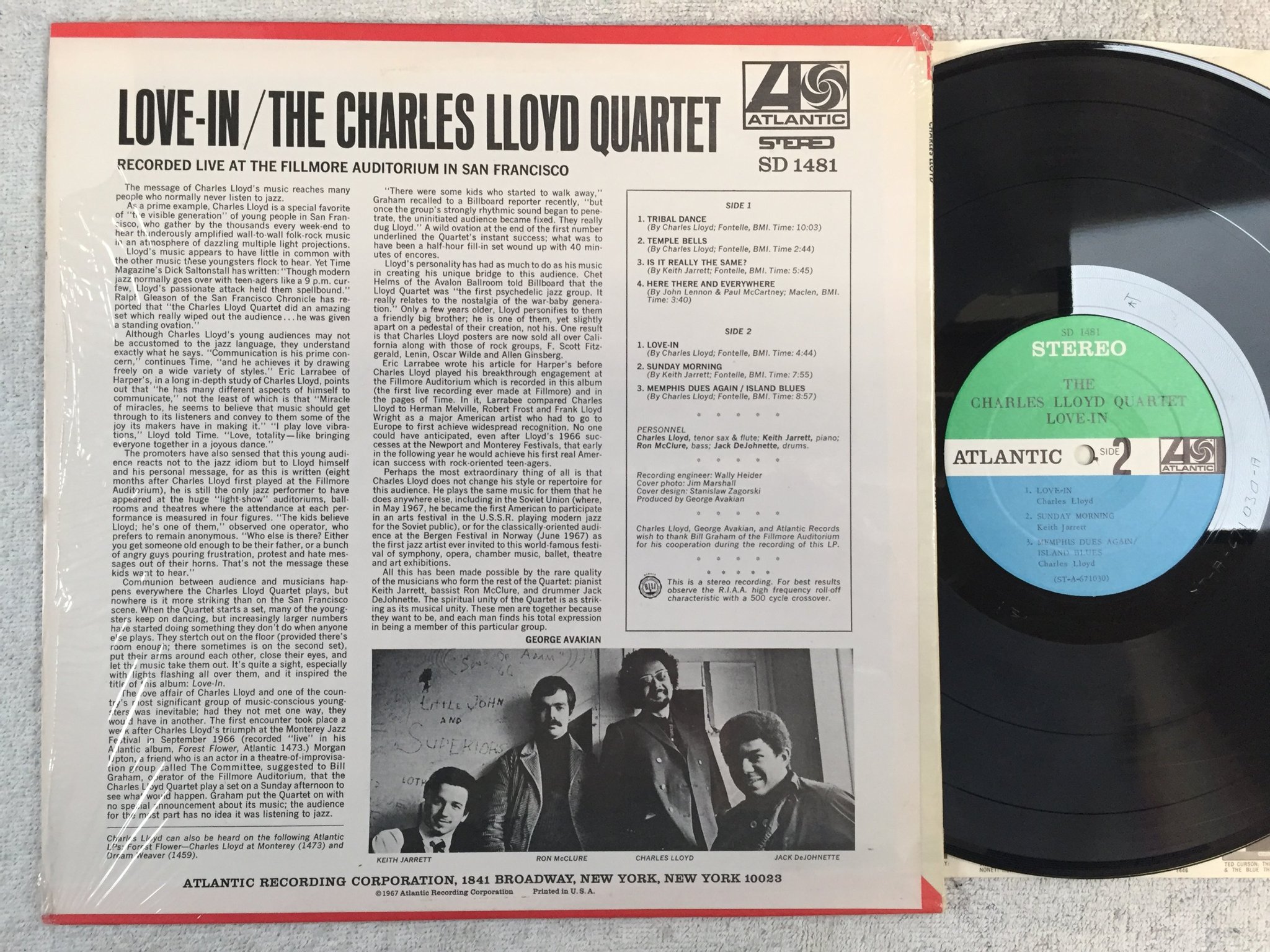 Omslagsbild för skivan CHARLES LLOYD QUARTET love-in LP -67 US ATLANTIC SD 1481