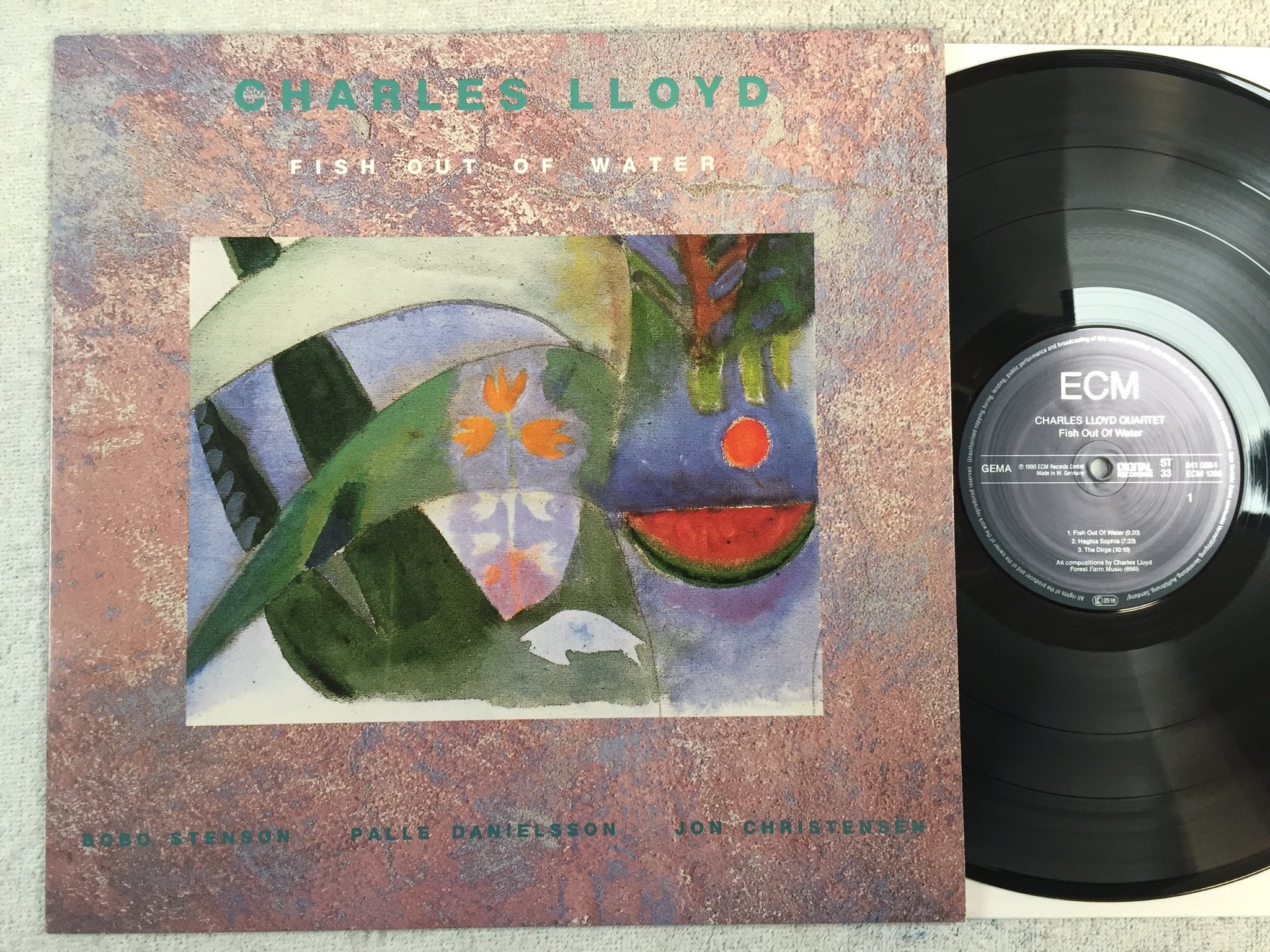 Omslagsbild för skivan CHARLES LLOYD QUARTET fish out of water LP -90 Ger ECM 1398