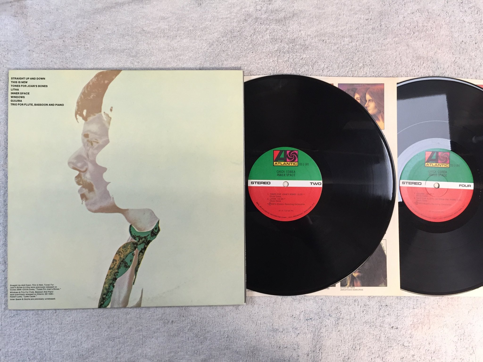 Omslagsbild för skivan CHICK COREA inner space 2xLP -73 US ATLANTIC SD 2-305