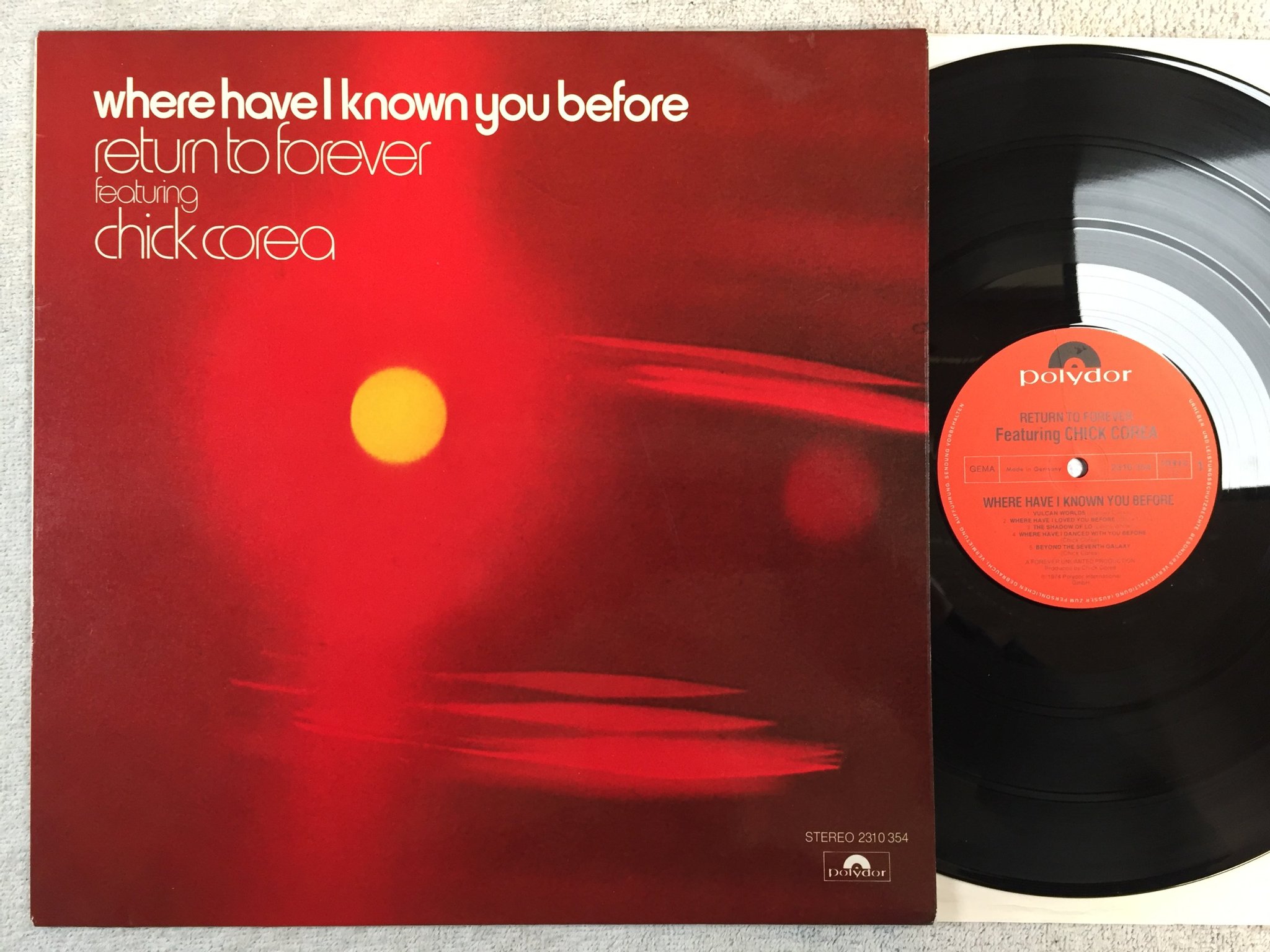 Omslagsbild för skivan RETURN TO FOREVER w/ CHICK COREA where have I known you before LP -74 Ger  