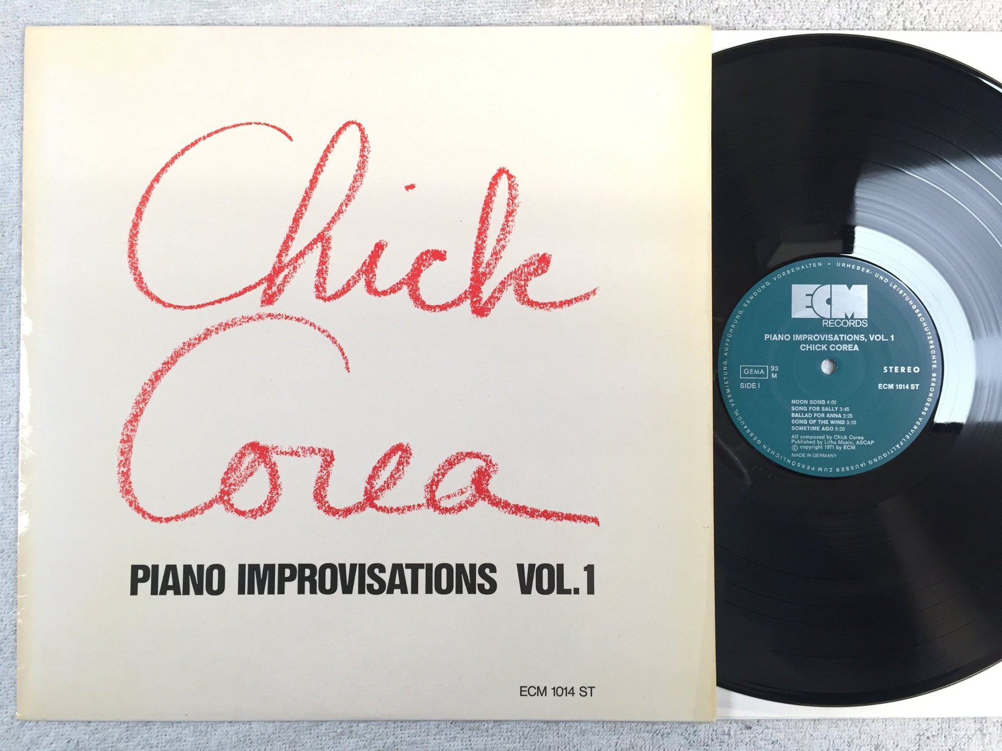 Omslagsbild för skivan CHICK COREA piano improvisationer vol 1 LP -71 Ger ECM 1014 ST