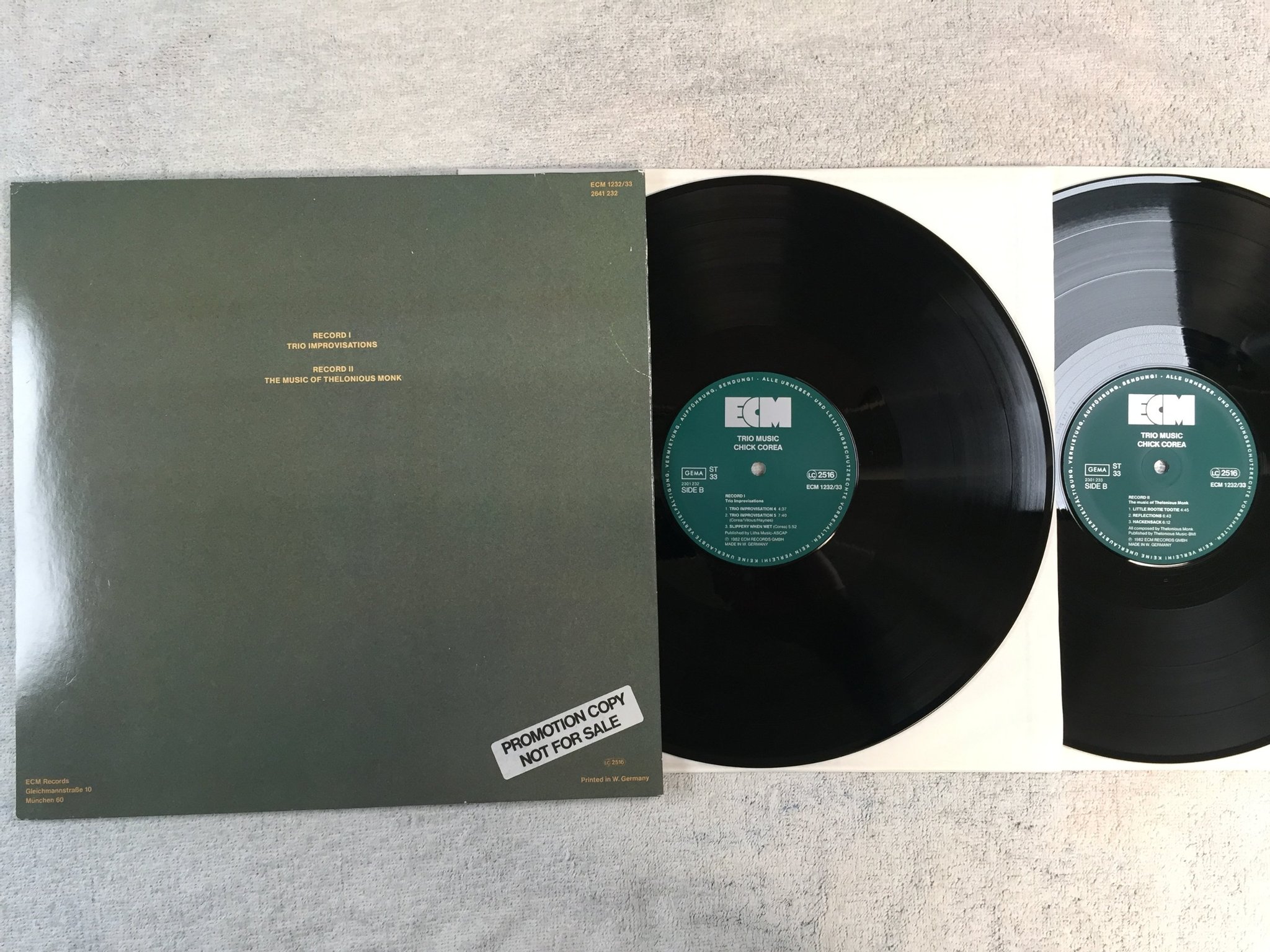 Omslagsbild för skivan CHICK COREA trio music 2xLP -82 Ger ECM 1232/33