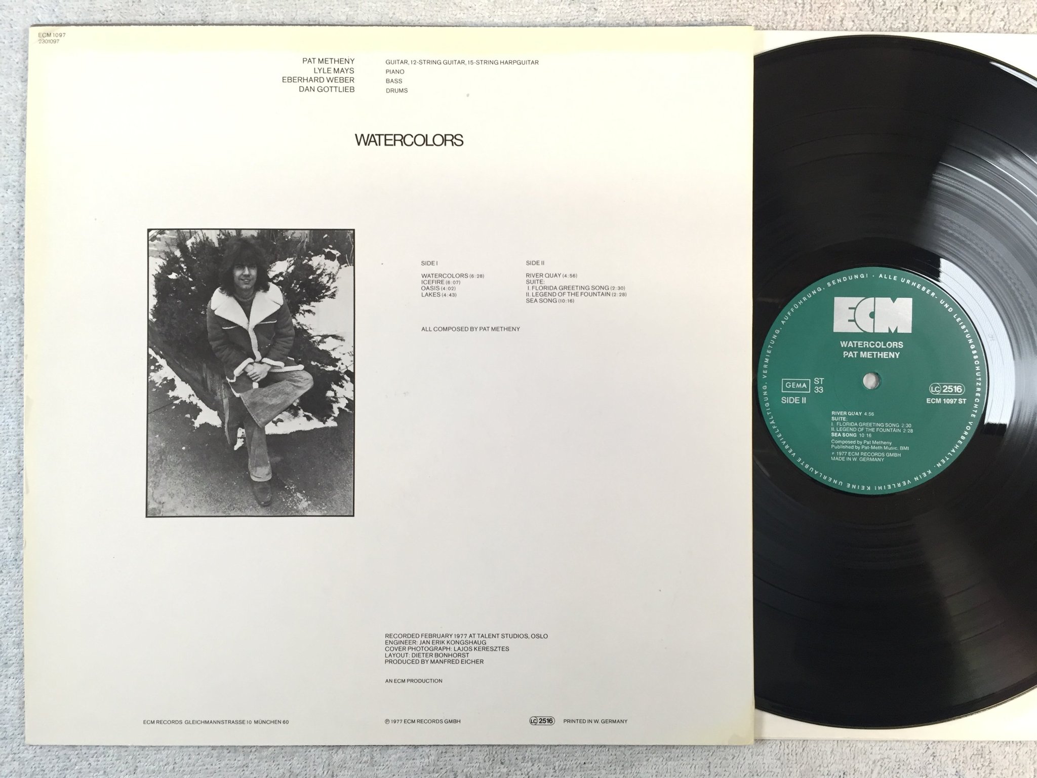 Omslagsbild för skivan PAT METHENY watercolors LP -77 Ger ECM 1097 ST