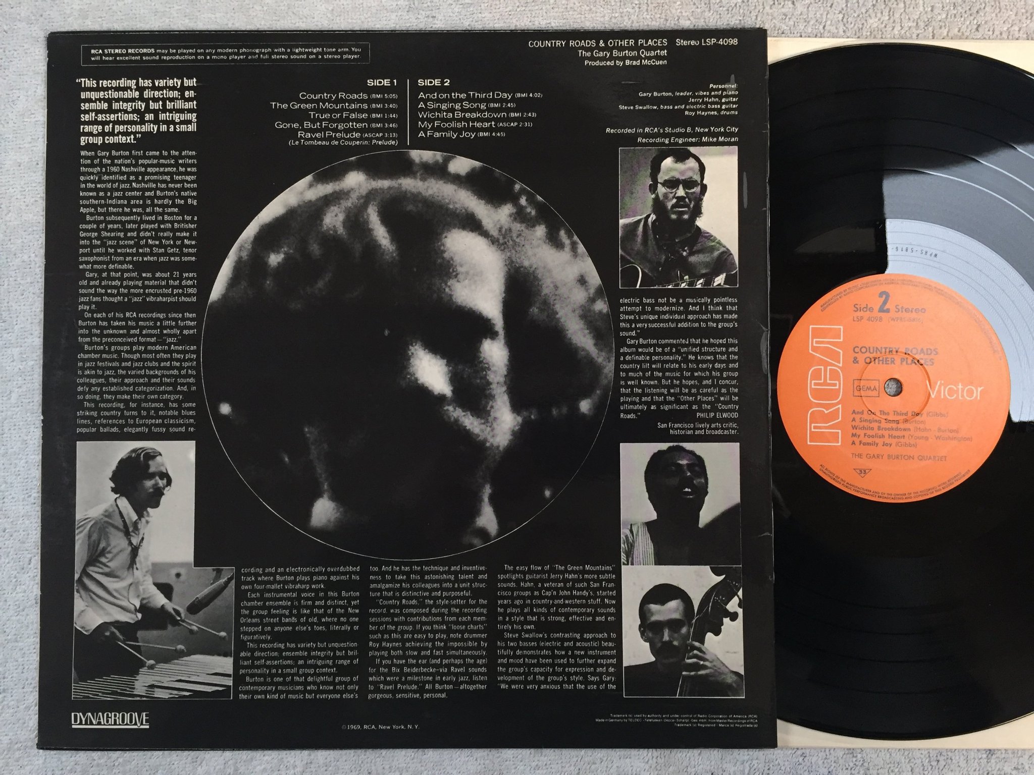 Omslagsbild för skivan GARY BURTON QUARTET country roads & other places LP Ger RCA LSP 4098