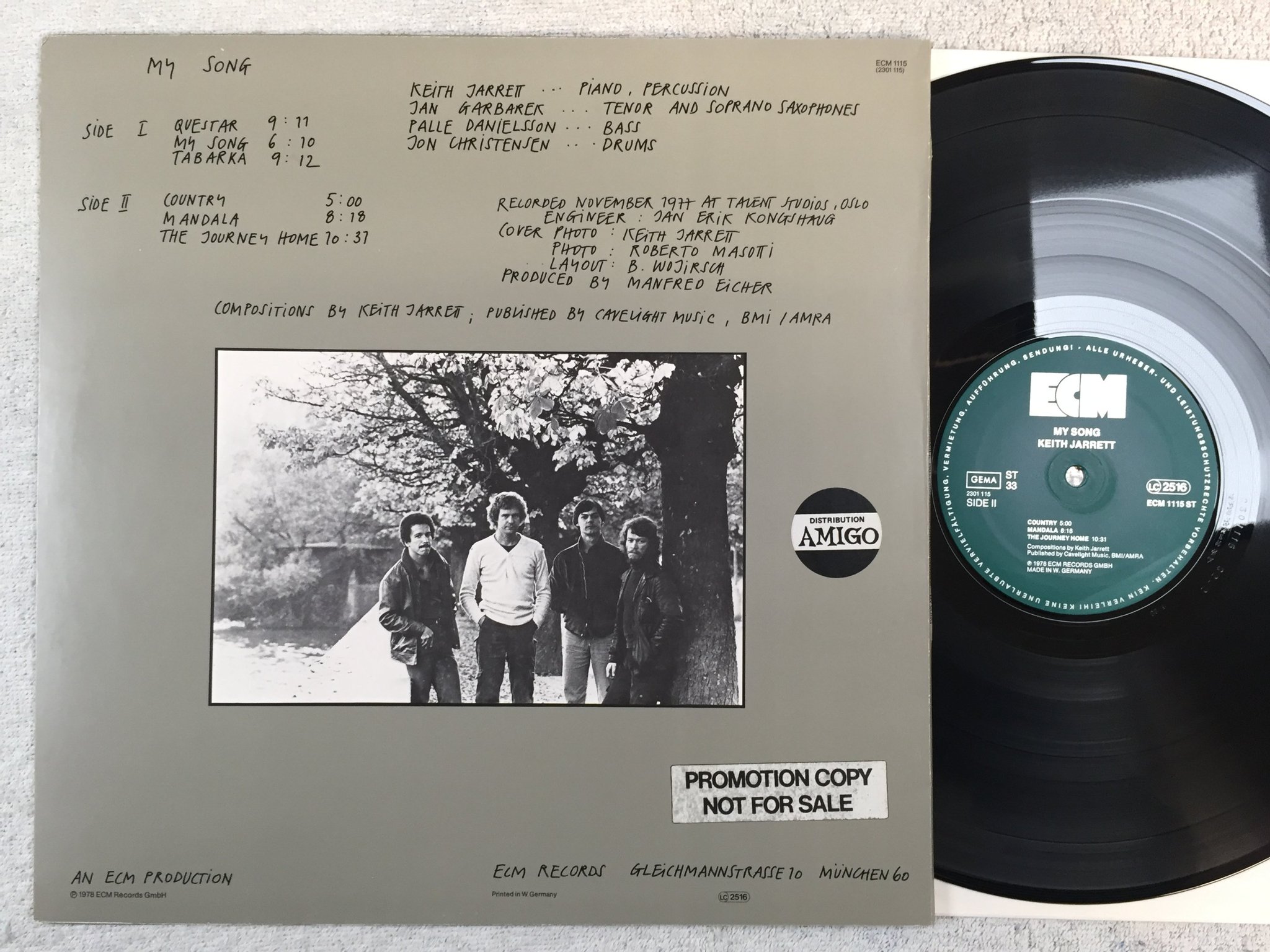 Omslagsbild för skivan KEITH JARRETT my song LP -78 Ger ECM 1115 ST