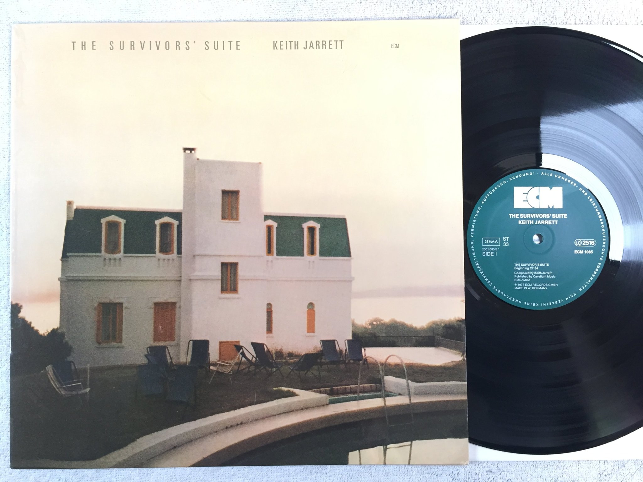 Omslagsbild för skivan KEITH JARRETT the survivors' suite LP -77 Ger ECM 1085