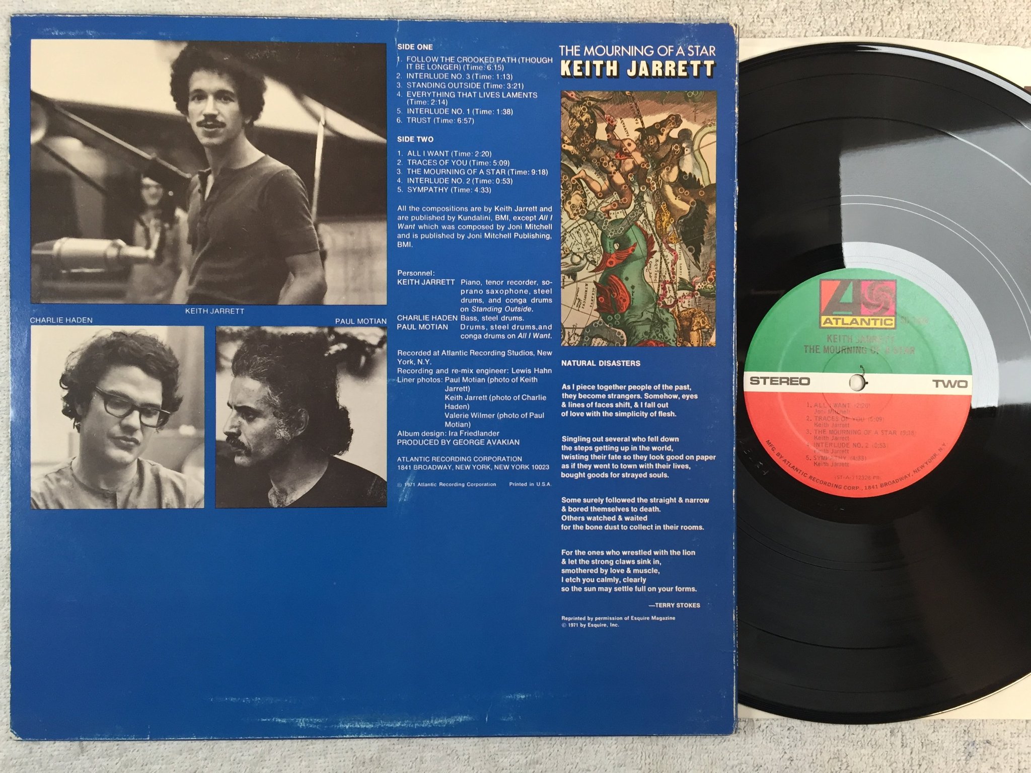 Omslagsbild för skivan KEITH JARRETT the mourning of a star  LP -71 US ATLANTIC SD 1596