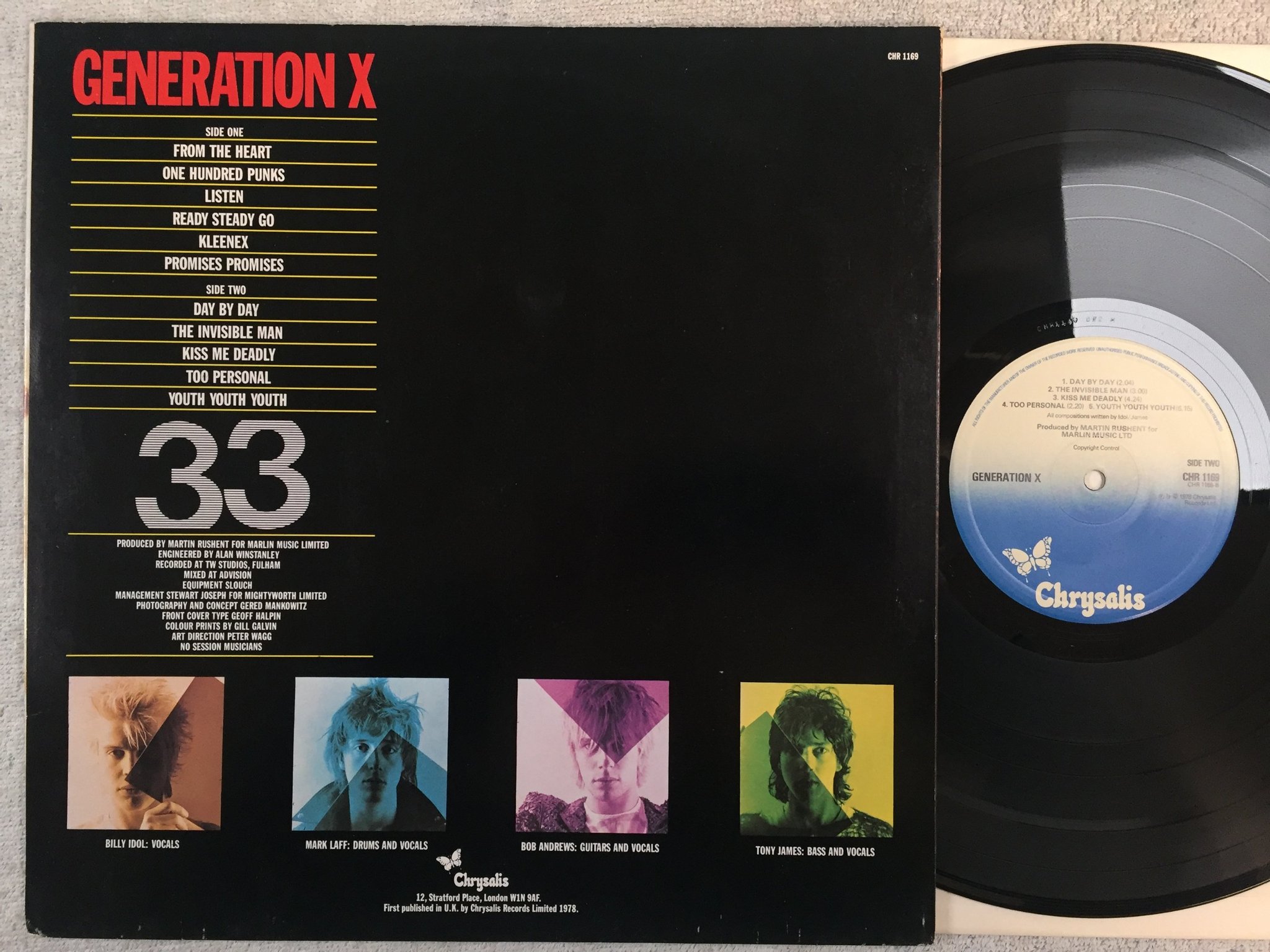 Omslagsbild för skivan GENERATION X s/t LP -78 UK CHRYSALIS CHR 1169