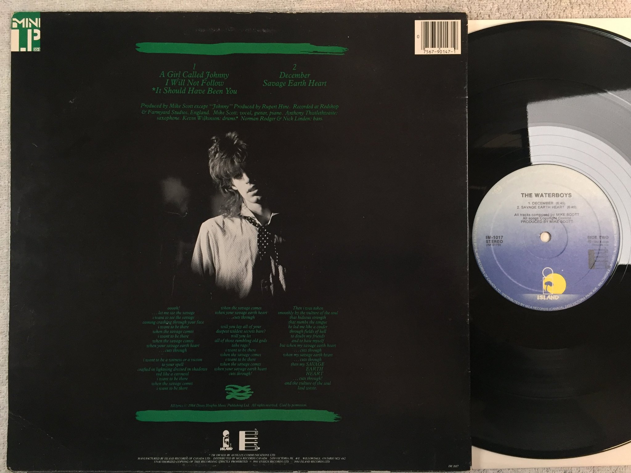 Omslagsbild för skivan THE WATERBOYS s/t LP -83 Can ISLAND IM-1017