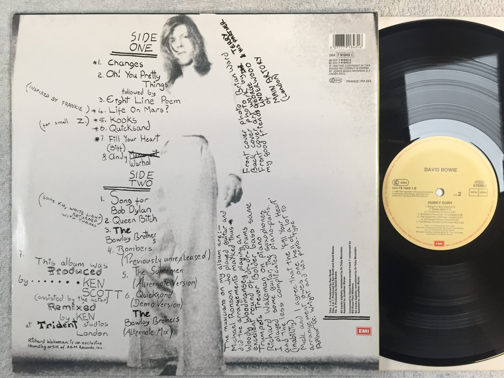 Omslagsbild för skivan DAVID BOWIE hunky dory LP -90 emi 064-7918431