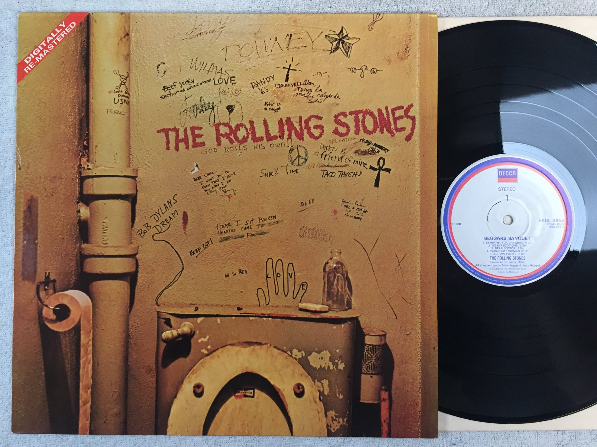 Omslagsbild för skivan THE ROLLING STONES beggars banquet LP re  DECCA SKDL 4955