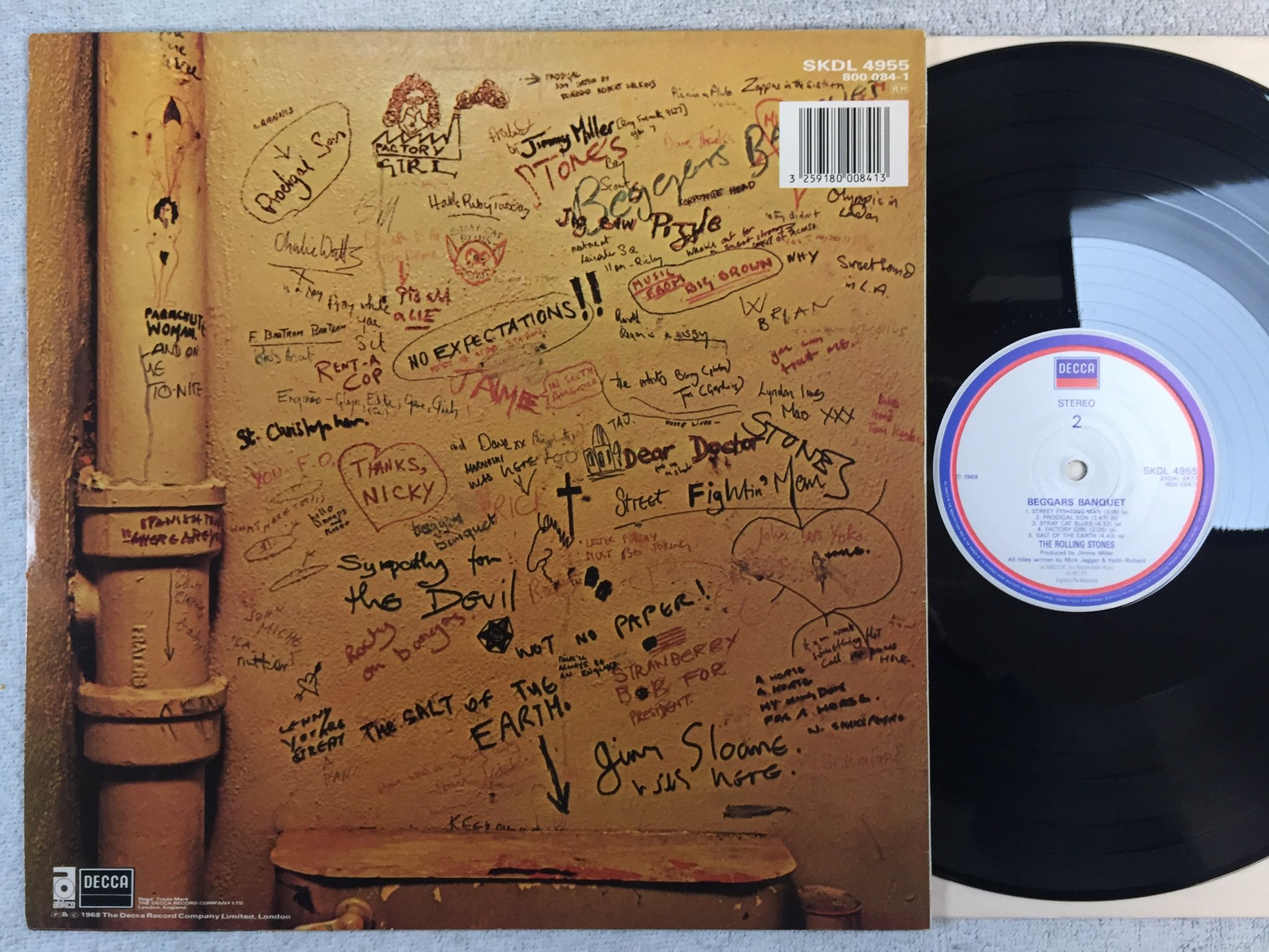 Omslagsbild för skivan THE ROLLING STONES beggars banquet LP re  DECCA SKDL 4955