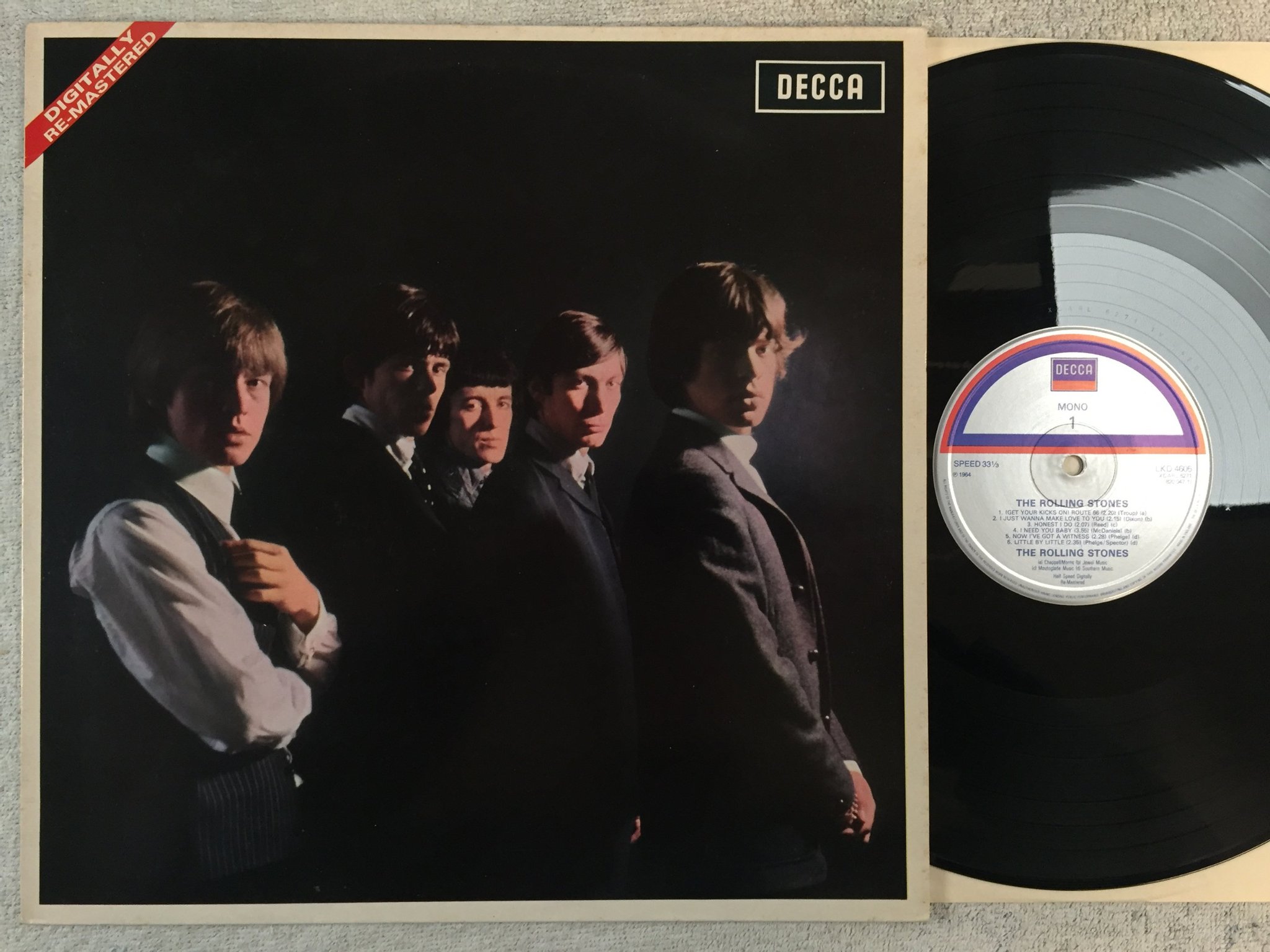 Omslagsbild för skivan THE ROLLING STONES s/t LP re   DECCA LKD 4605