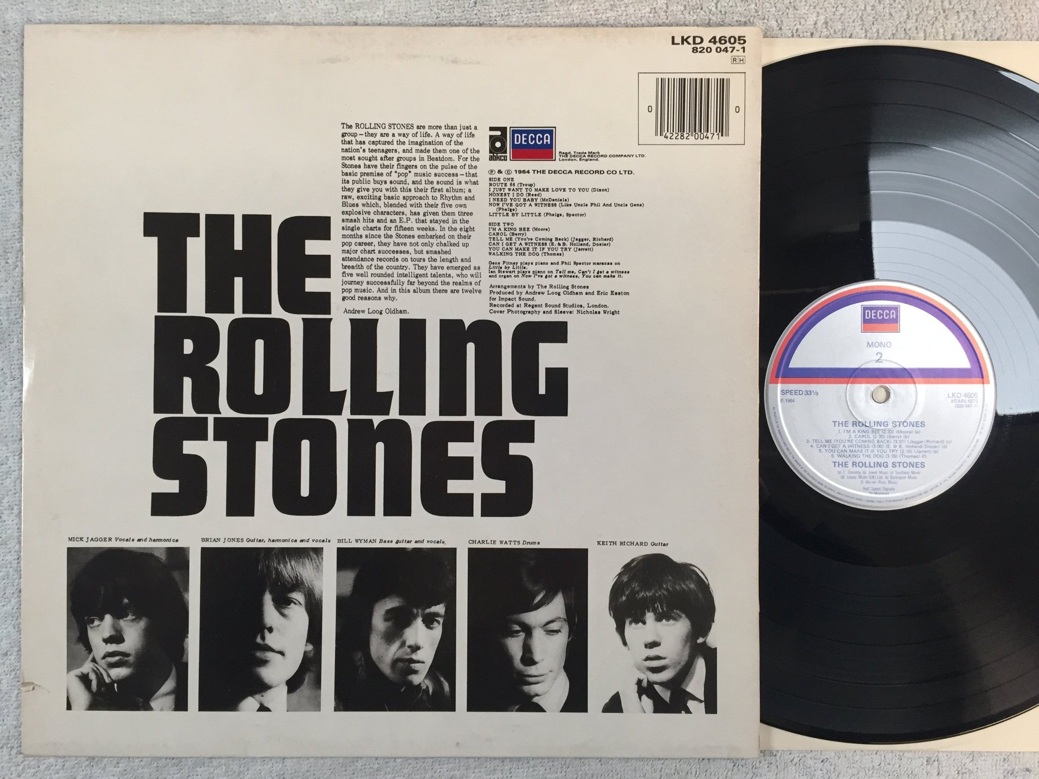 Omslagsbild för skivan THE ROLLING STONES s/t LP re   DECCA LKD 4605
