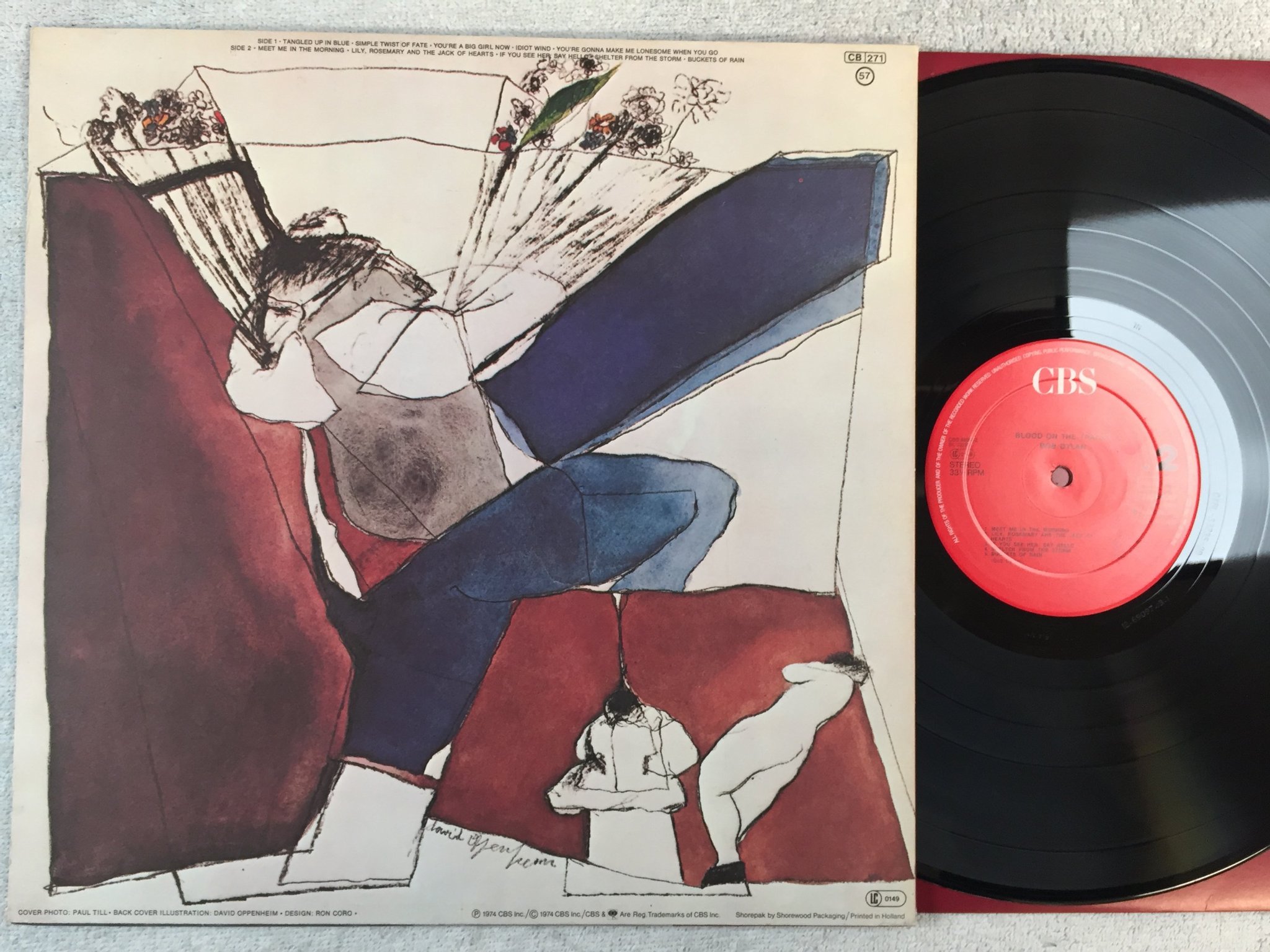 Omslagsbild för skivan BOB DYLAN blood on the tracks LP Hol CBS 69097
