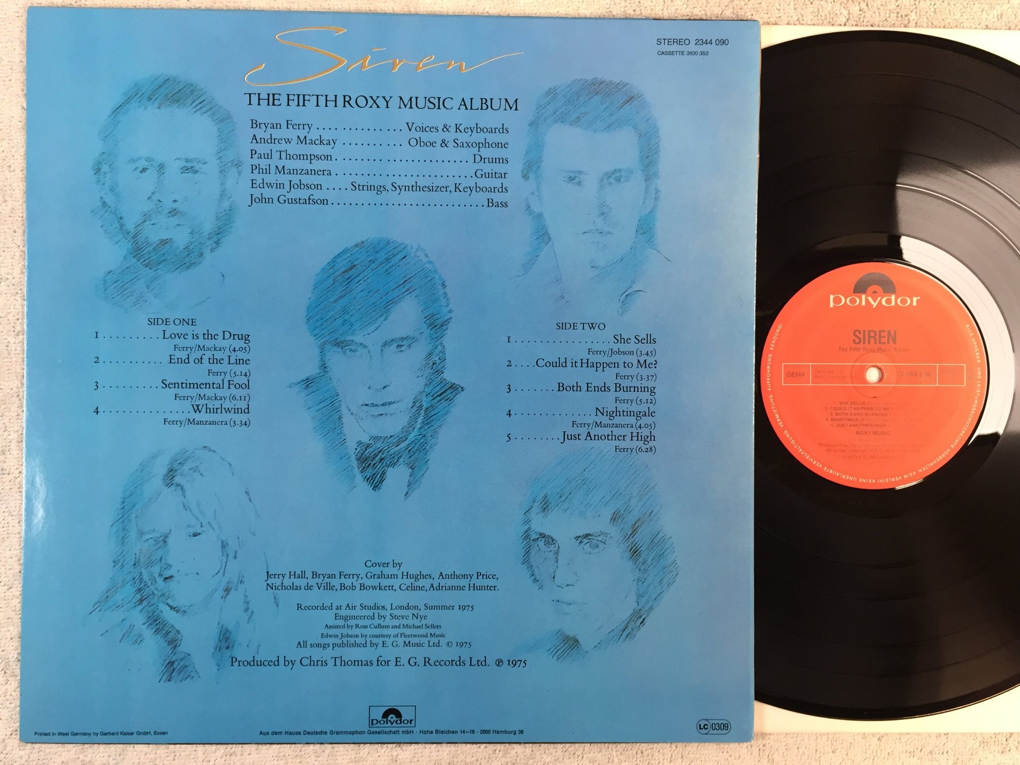 Omslagsbild för skivan ROXY MUSIC siren LP Ger POLYDOR 2344090