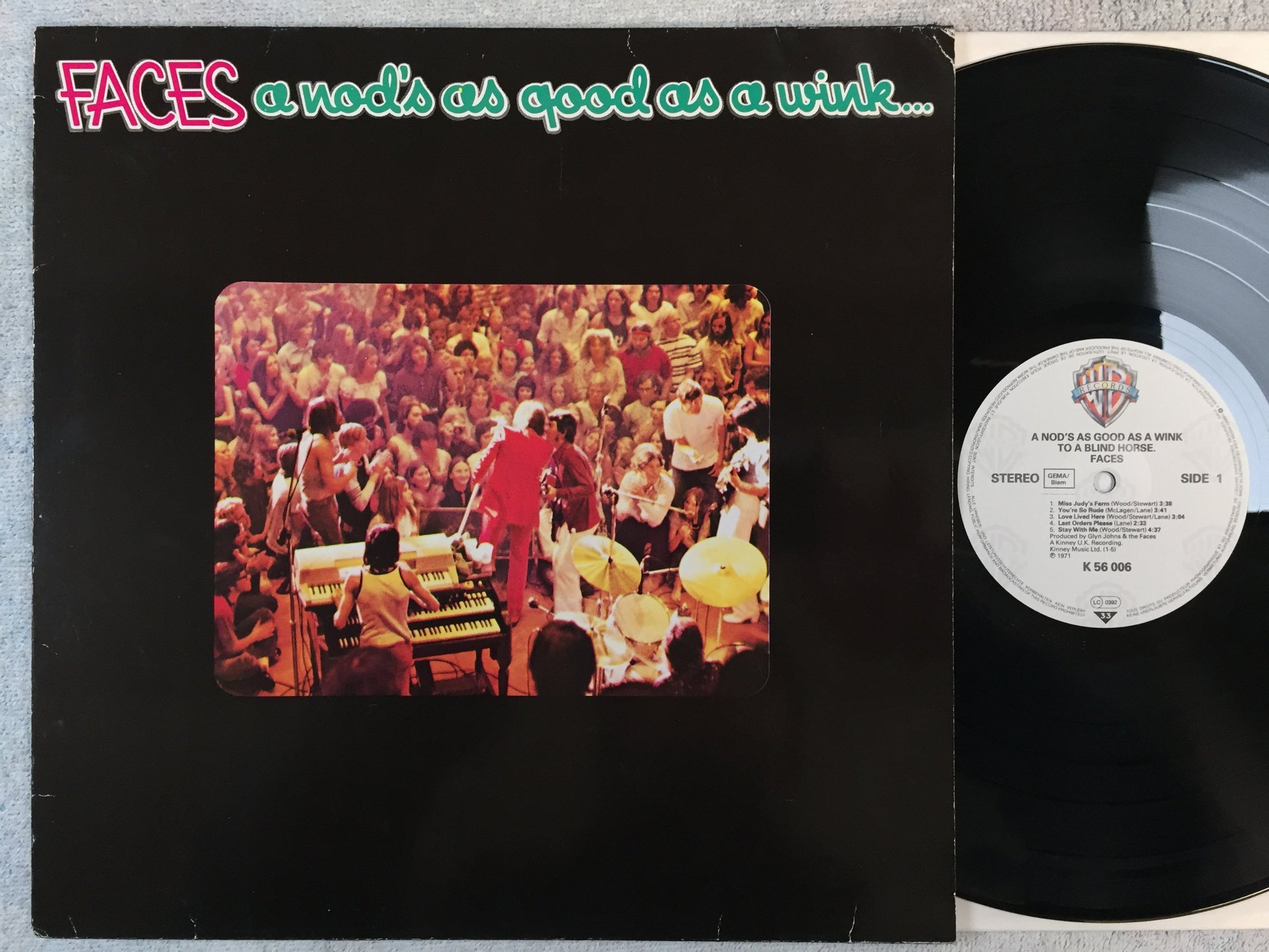 Omslagsbild för skivan FACES a nod's as good as a wink to a blind horse LP Ger WARNER BROS K 56006