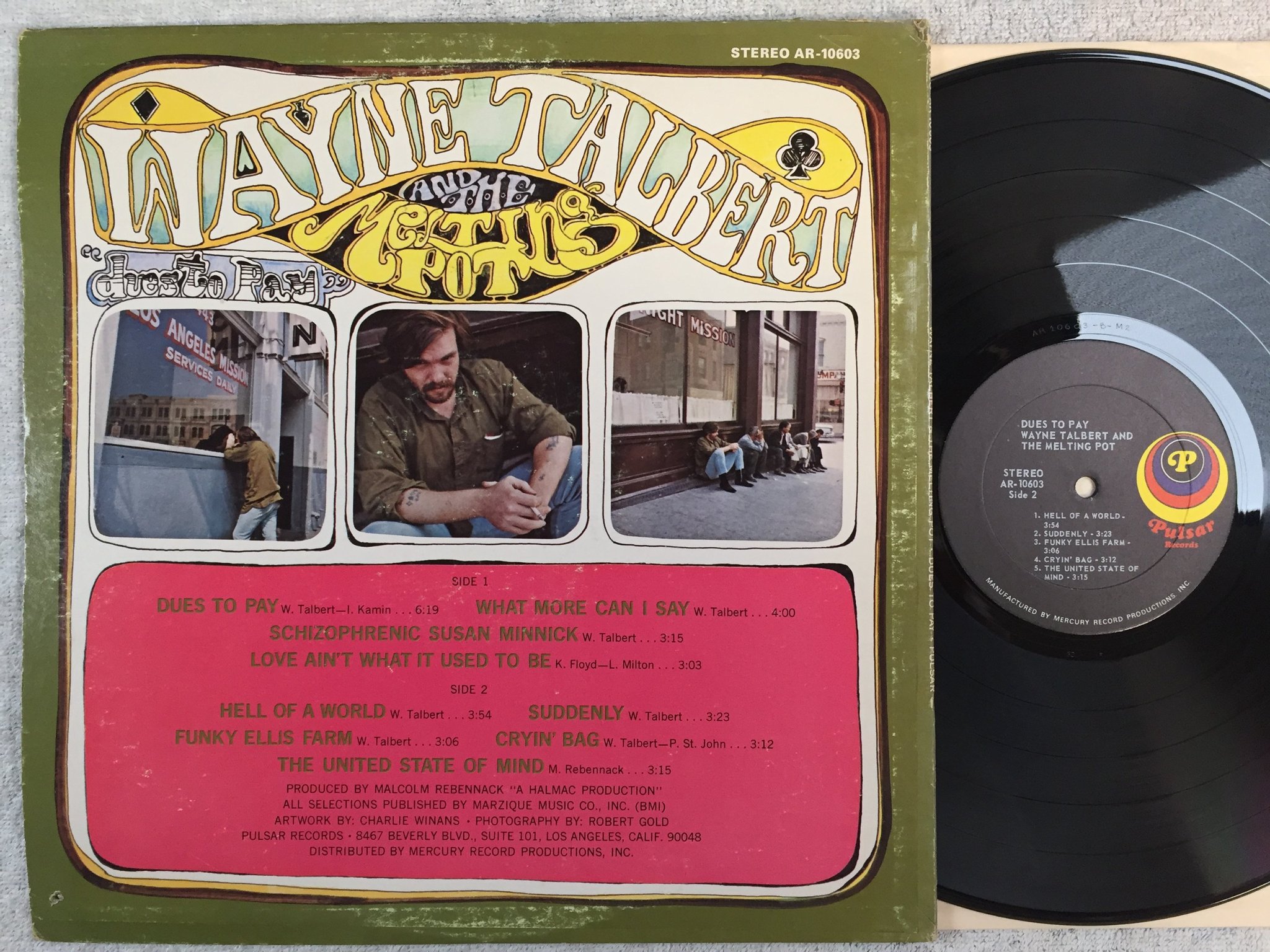 Omslagsbild för skivan WAYNE TALBERT AND THE MELTING POT dues to pay LP -69 PULSAR AR 10603