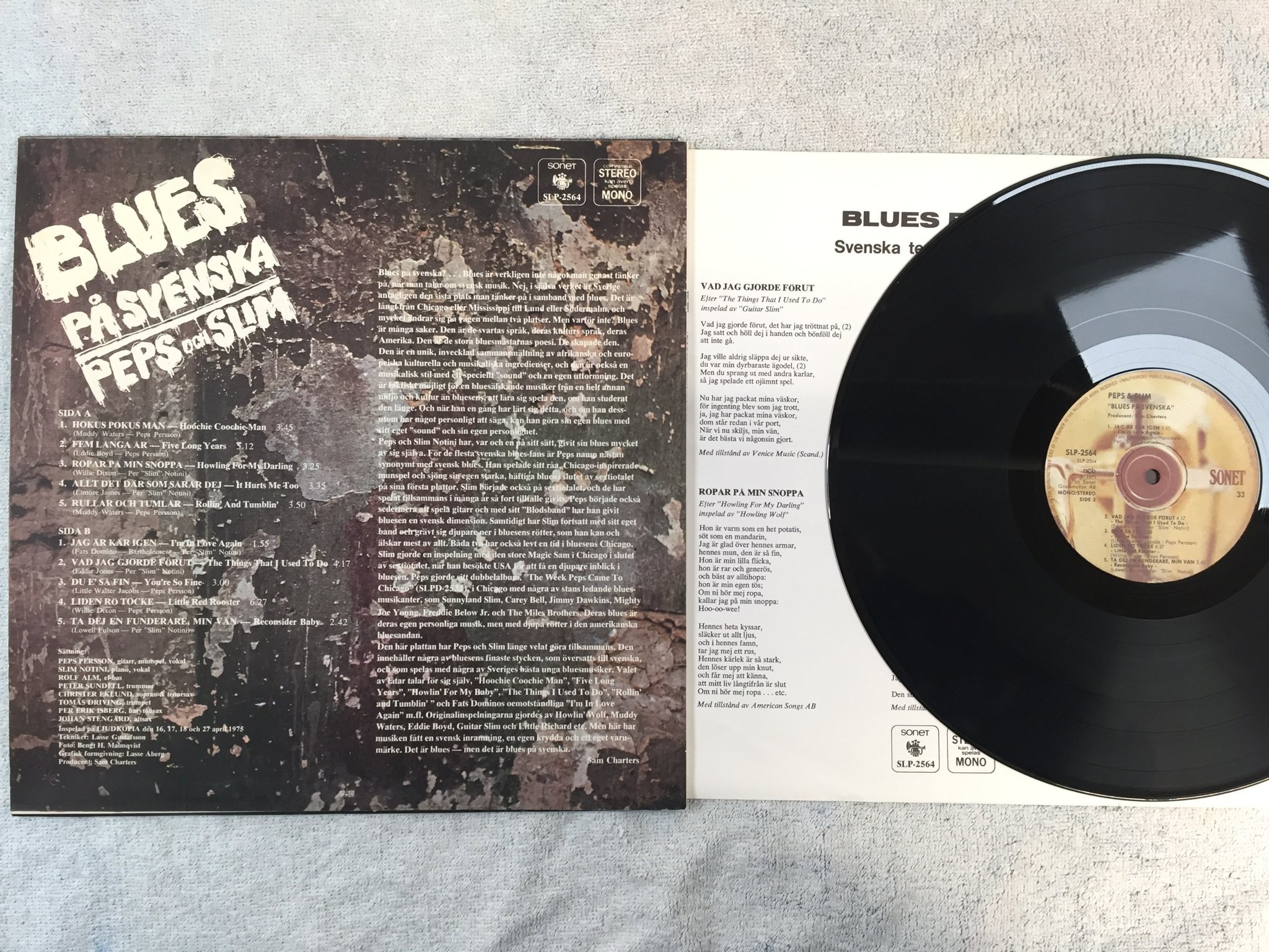 Omslagsbild för skivan PEPS & SLIM blues på svenska LP -75 Swe SONET SLP-2564